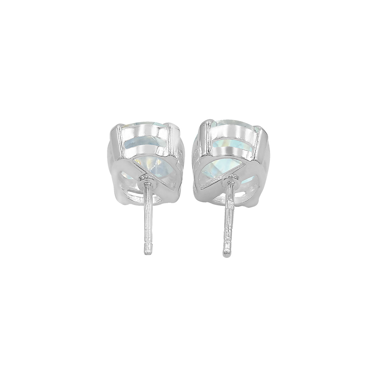 Aretes con forma de poste redondo de 8 mm con piedras preciosas facetadas Starborn en plata de ley