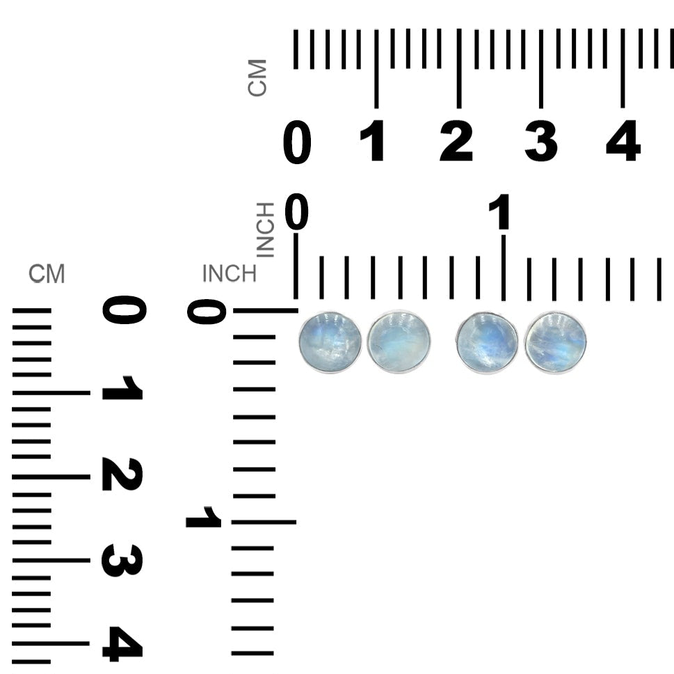 Aretes con forma de poste de piedra lunar arcoíris de Starborn en plata de ley