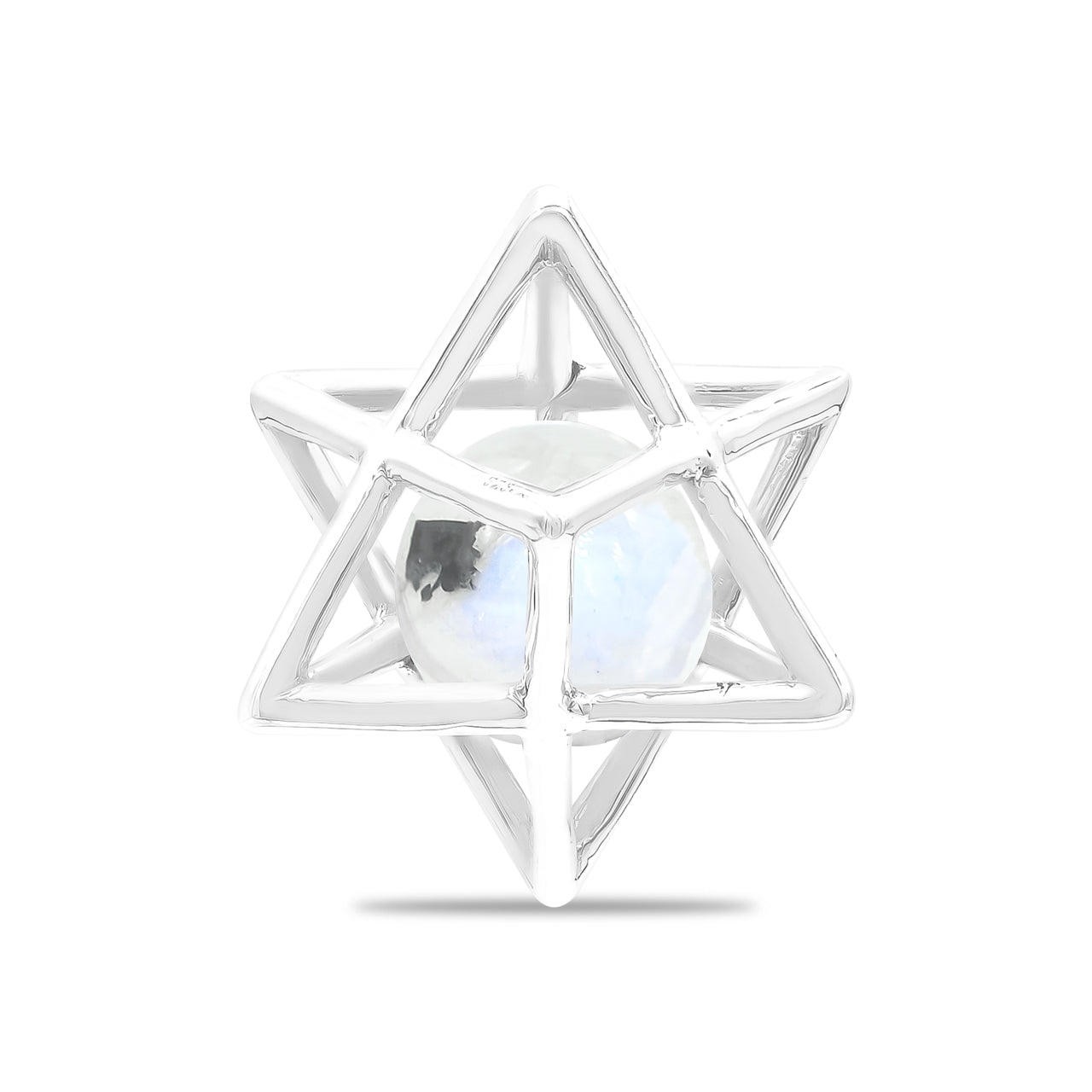 Starborn Merkabah Sterling Silver Cage Pendant and Chain with Gemstone Sphere