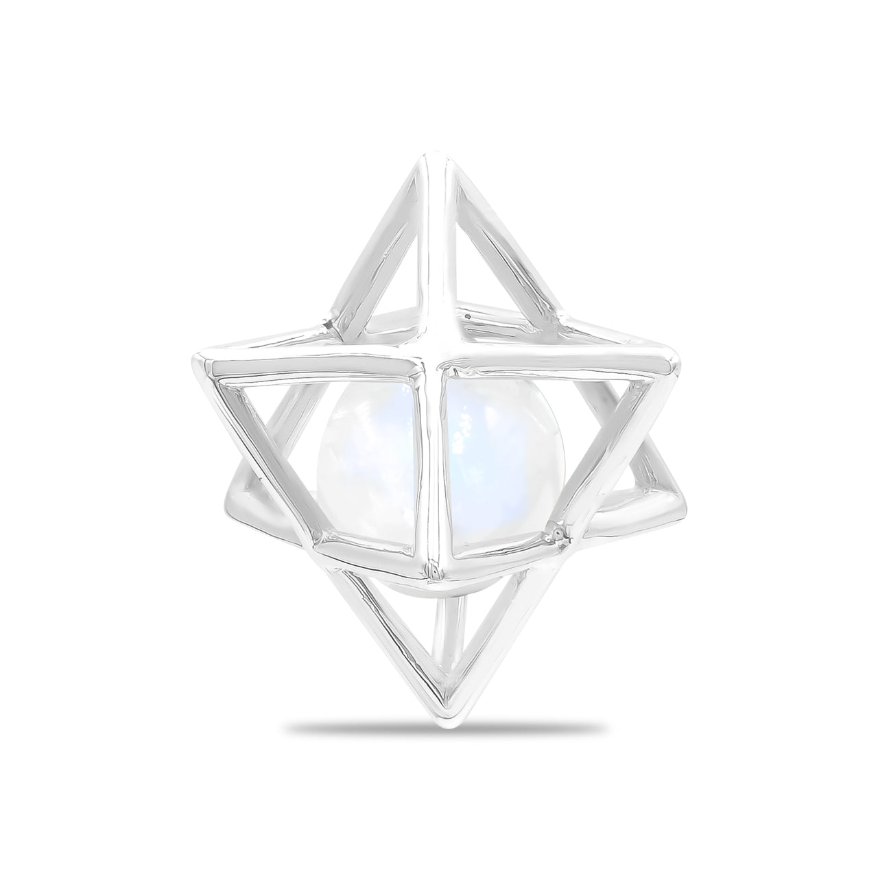 Starborn Merkabah Sterling Silver Cage Pendant and Chain with Gemstone Sphere
