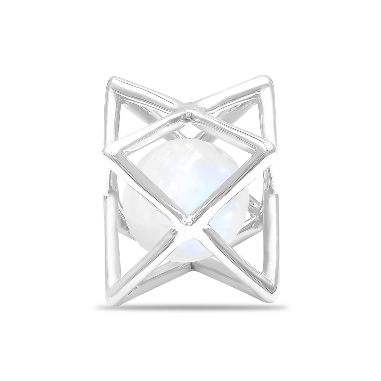 Starborn Merkabah Cage Gemstone Sphere with Sterling Silver Pendant and Chain