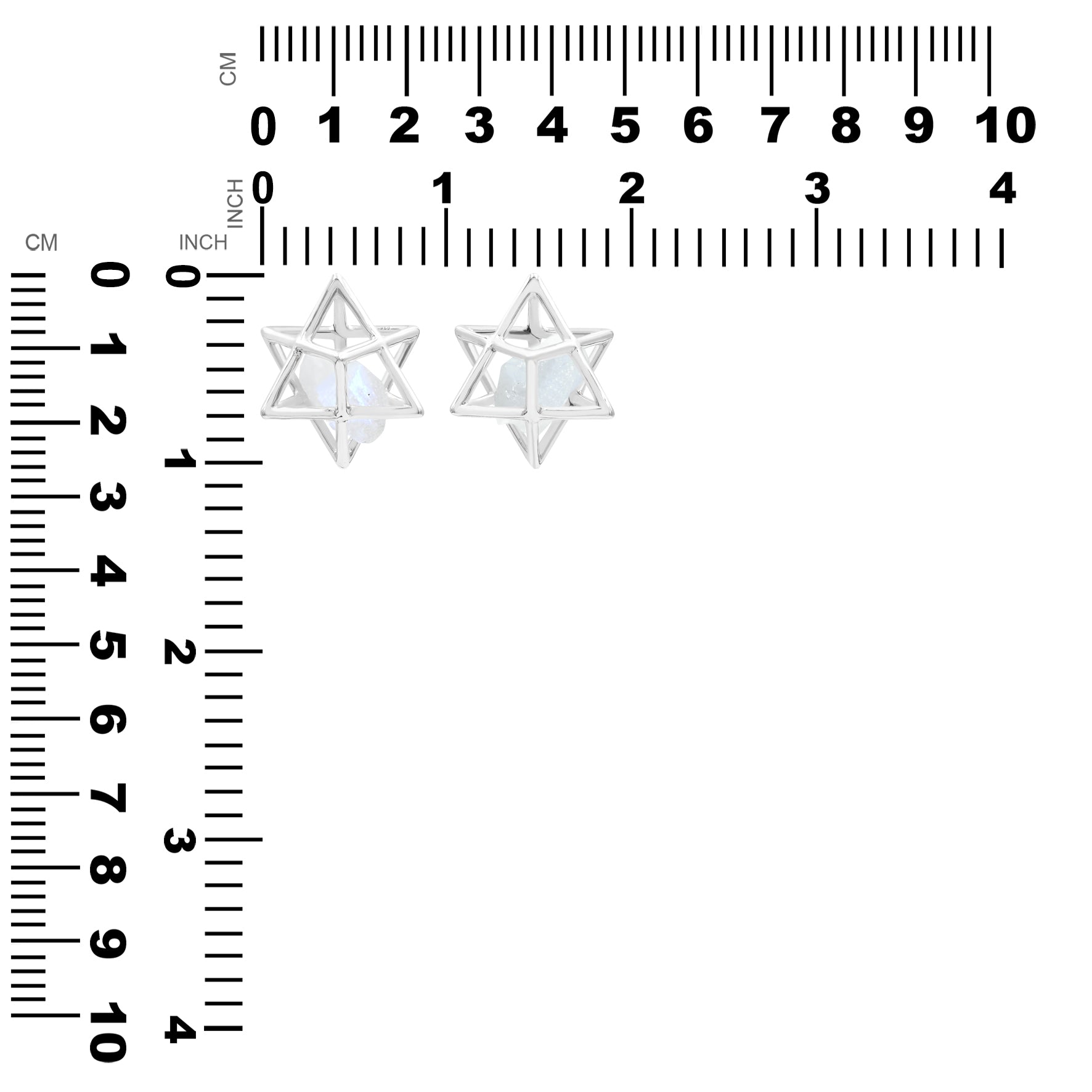 Starborn Natural Raw Rainbow Moonstone in Merkabah Sterling Silver Cage Pendant and Chain