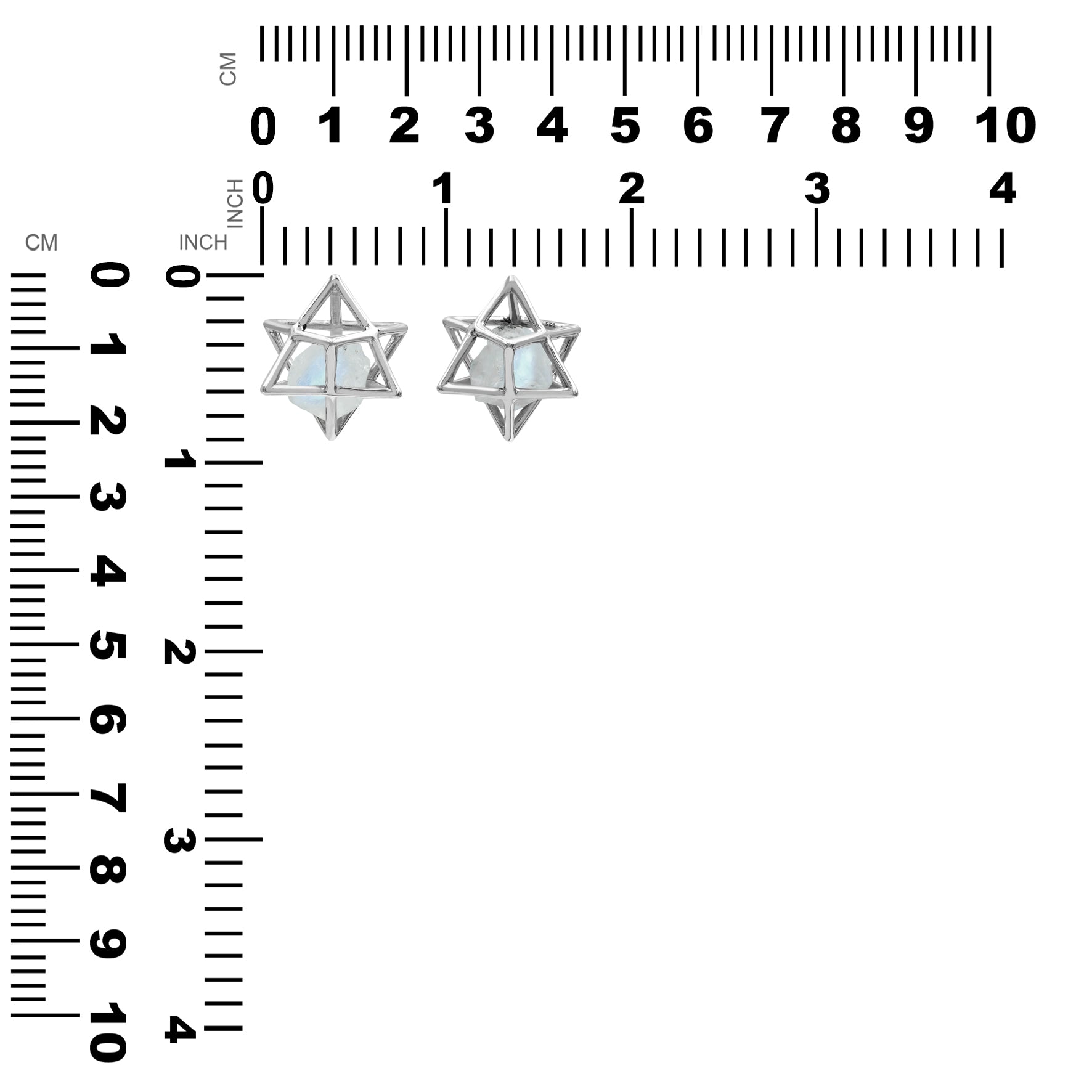 Starborn Natural Raw Rainbow Moonstone in Merkabah Sterling Silver Cage Pendant and Chain