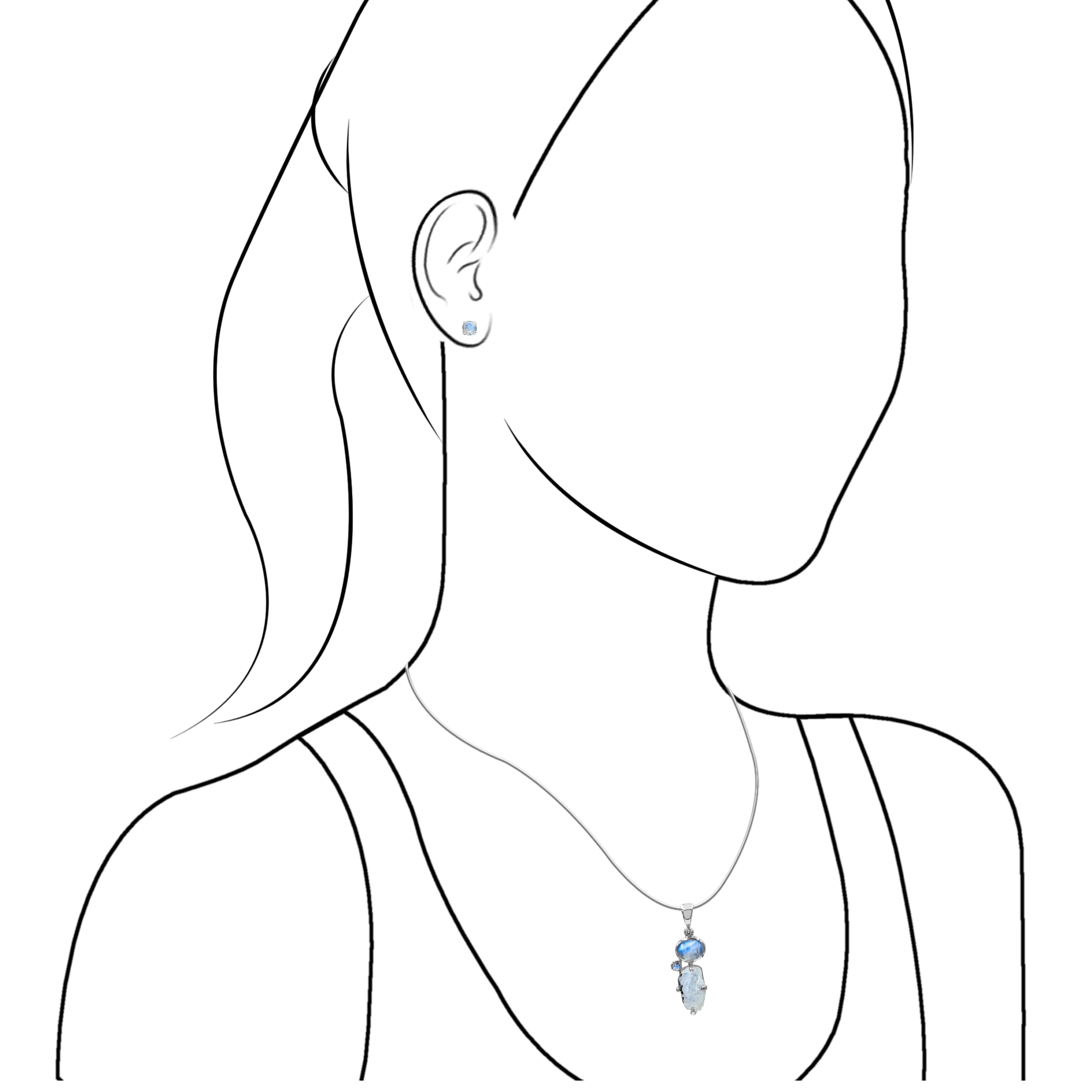 Starborn Rainbow Moonstone Pendant in Sterling Silver