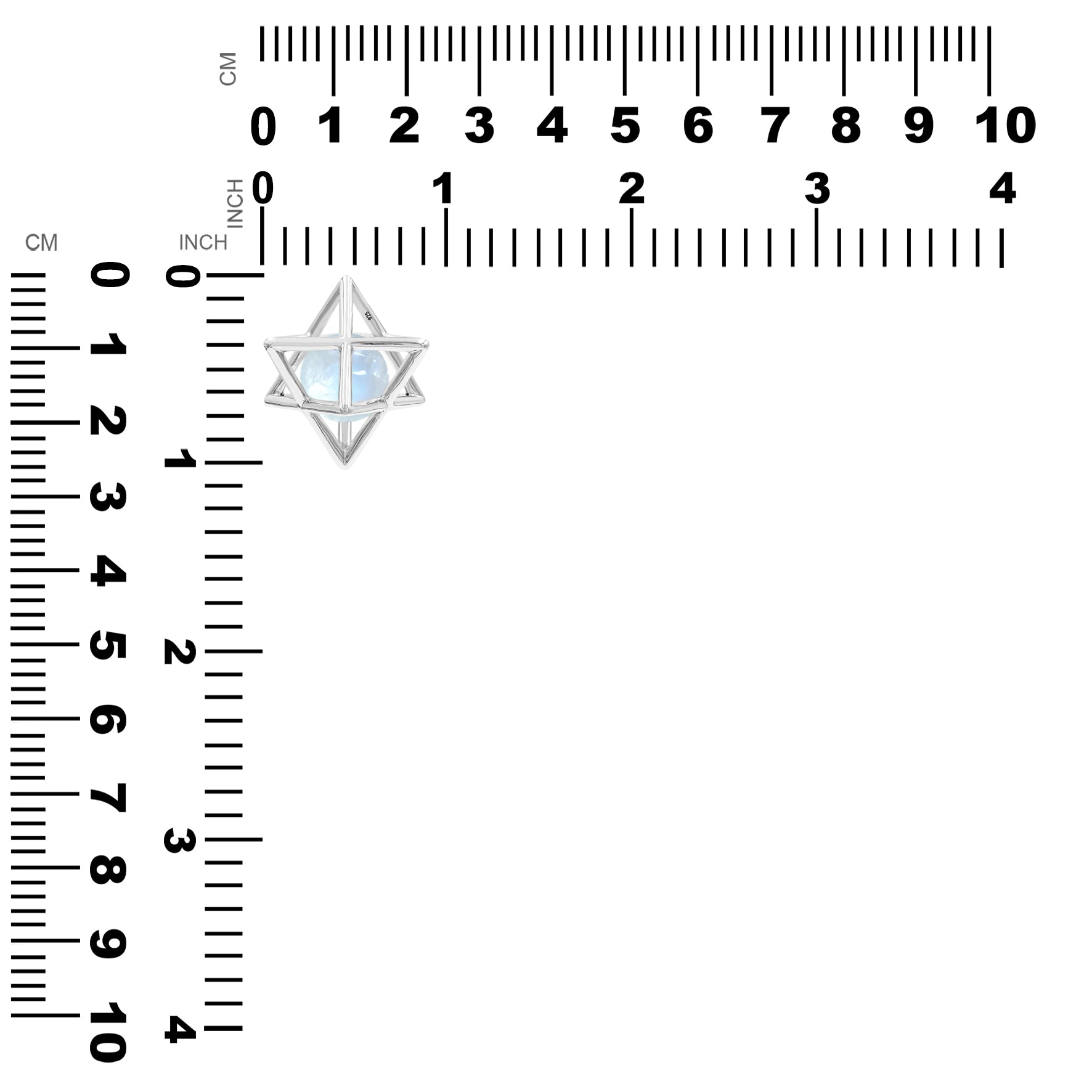 Starborn Merkabah Sterling Silver Cage Pendant and Chain with Gemstone Sphere