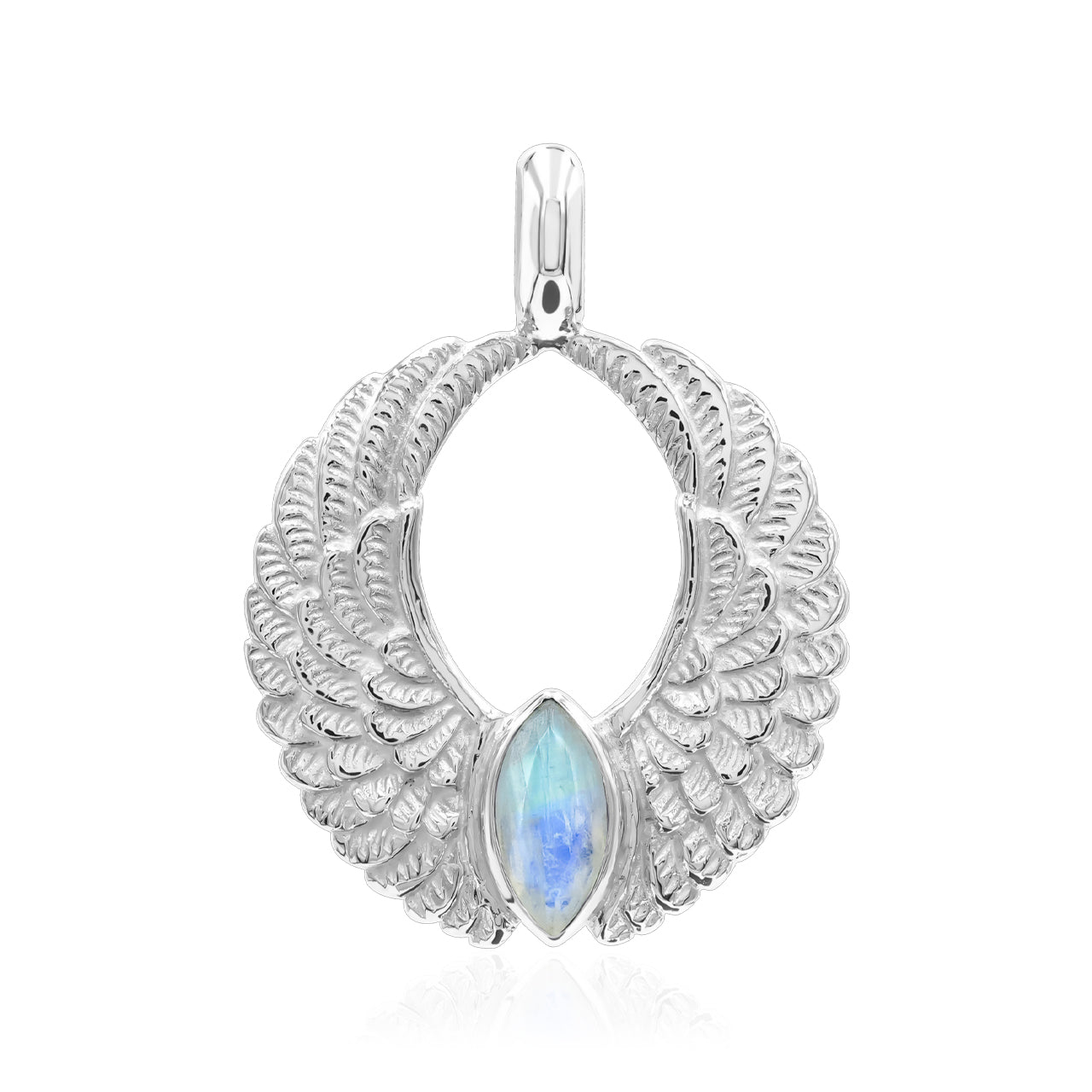 Starborn Angel Wings Pendant with Marquise Gemstone in Sterling Silver