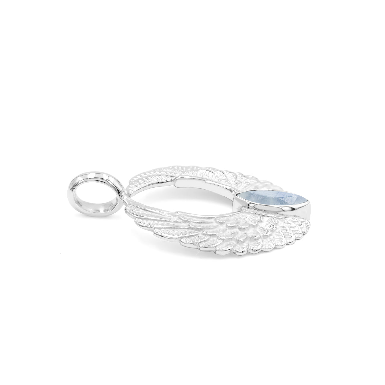 Starborn Angel Wings Pendant with Marquise Gemstone in Sterling Silver
