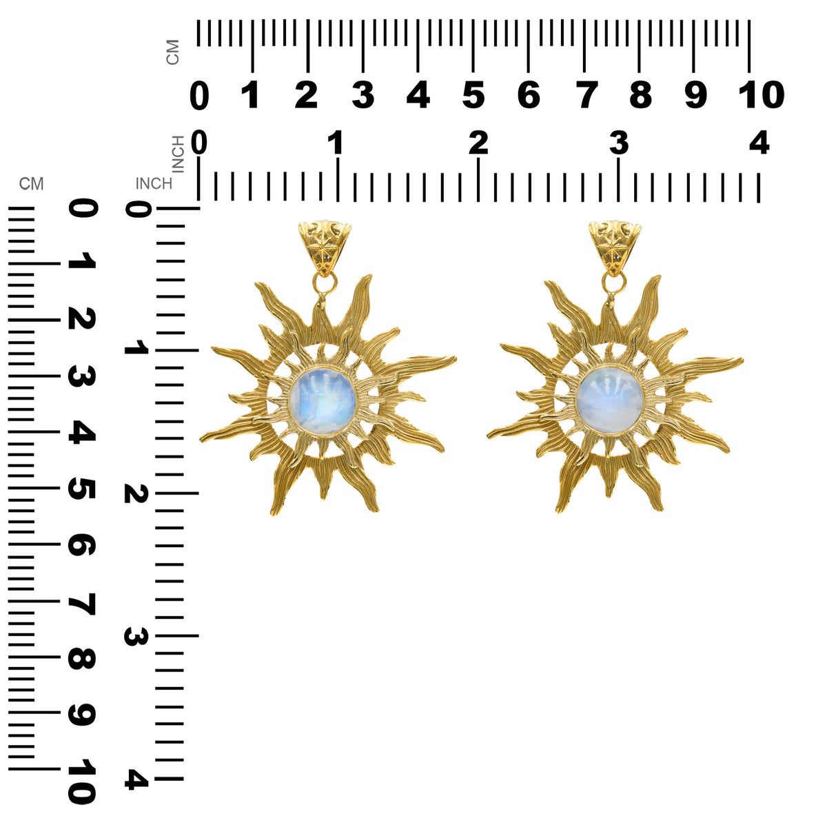Starborn Rainbow Moonstone Sunburst Pendant in Nordic Gold