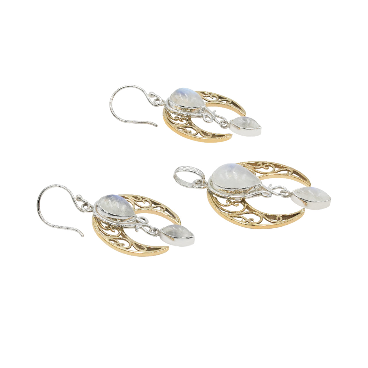 Colgante y pendientes celestiales de piedra lunar arcoíris Starborn