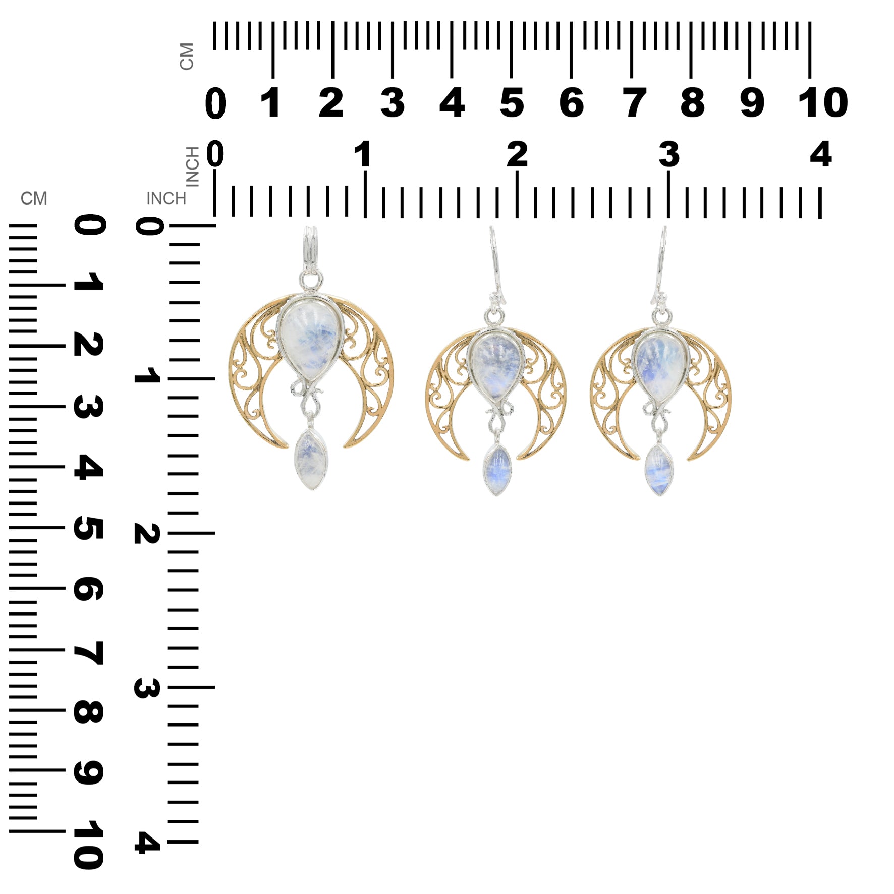 Colgante y pendientes celestiales de piedra lunar arcoíris Starborn