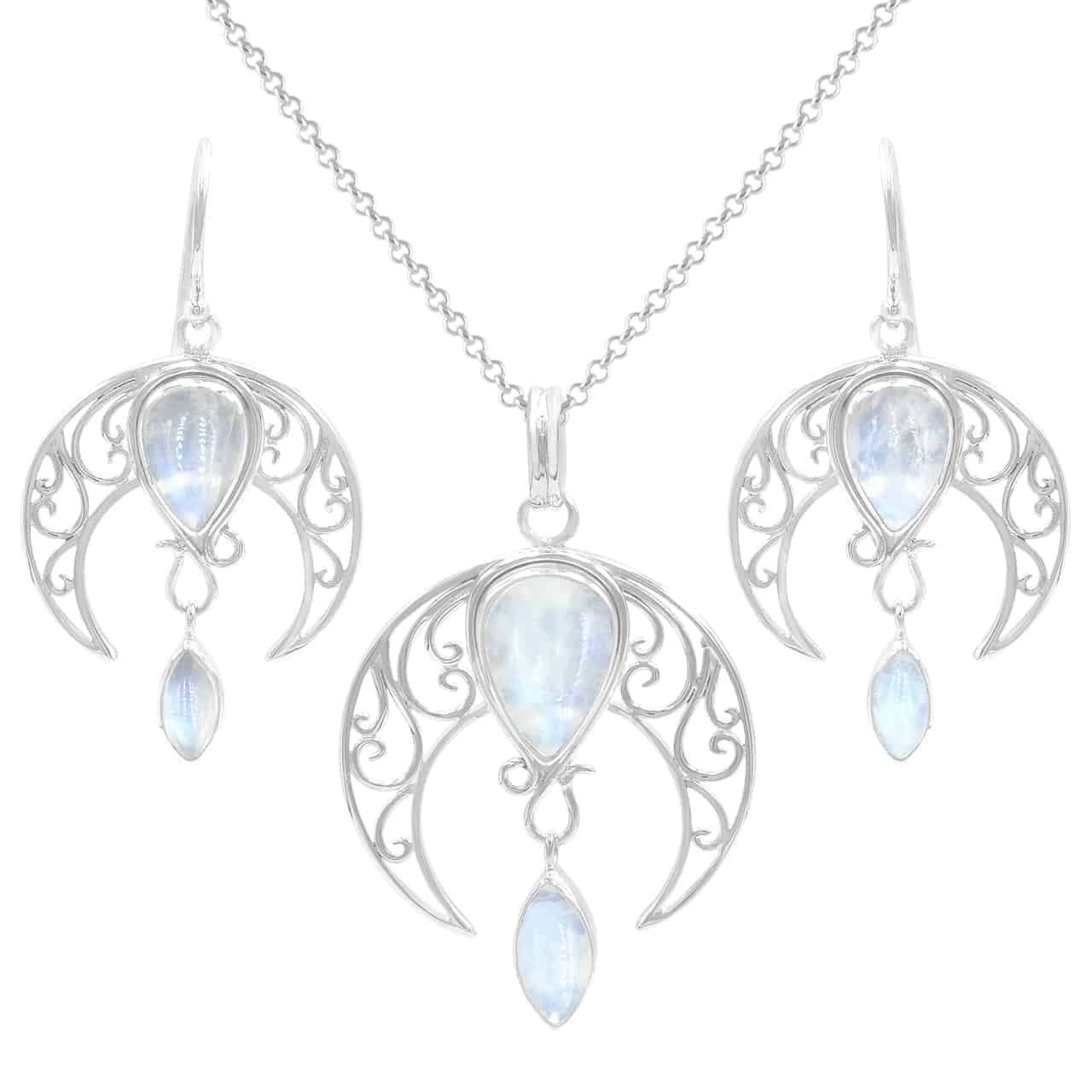 Starborn Celestial Pendant and Earring Set in Sterling Silver