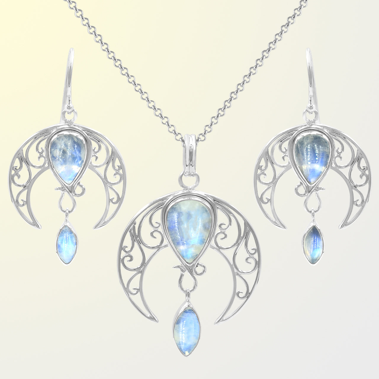 Juego de aretes y colgante celestial Starborn en plata de ley