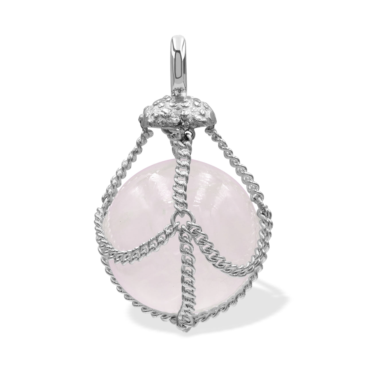 Starborn Gemstone Sphere in Basket Pendant in Sterling Silver