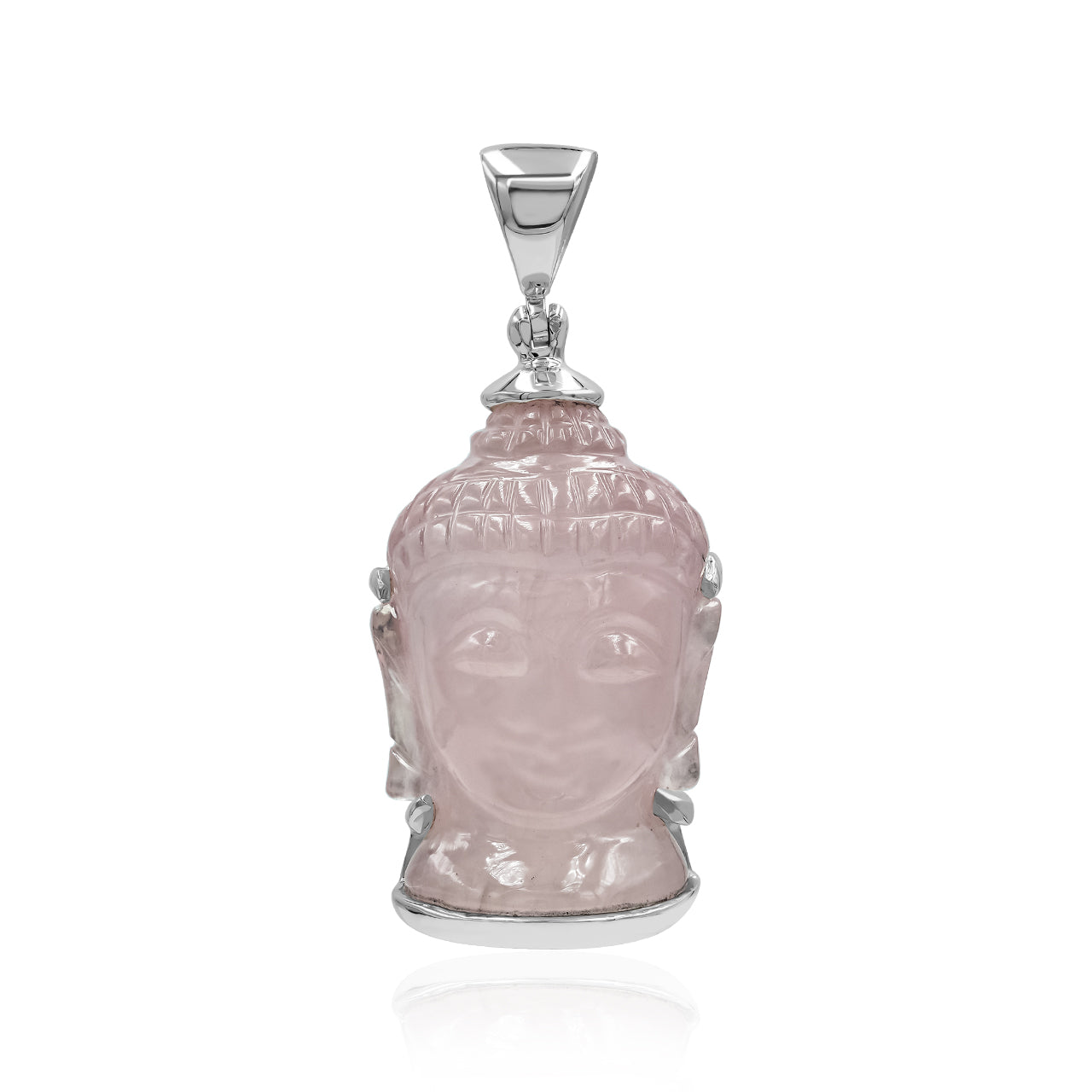 Starborn Carved Gemstone Buddha Head Pendant in Sterling Silver