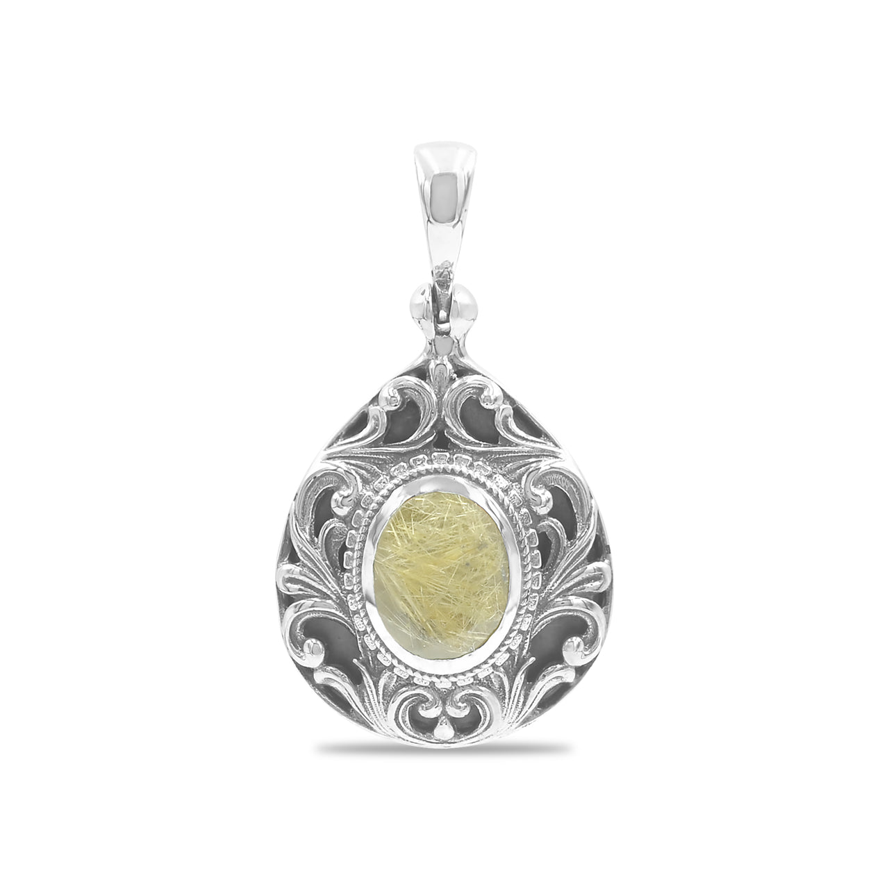 Starborn Elegant Scroll Gemstone Pendant in Sterling Silver