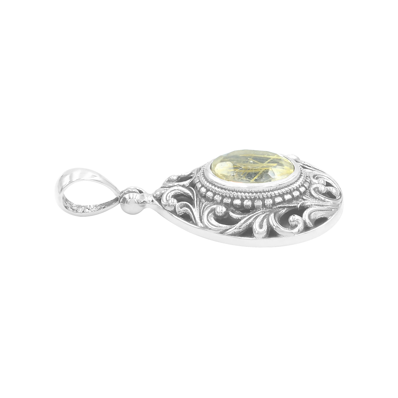 Starborn Elegant Scroll Gemstone Pendant in Sterling Silver