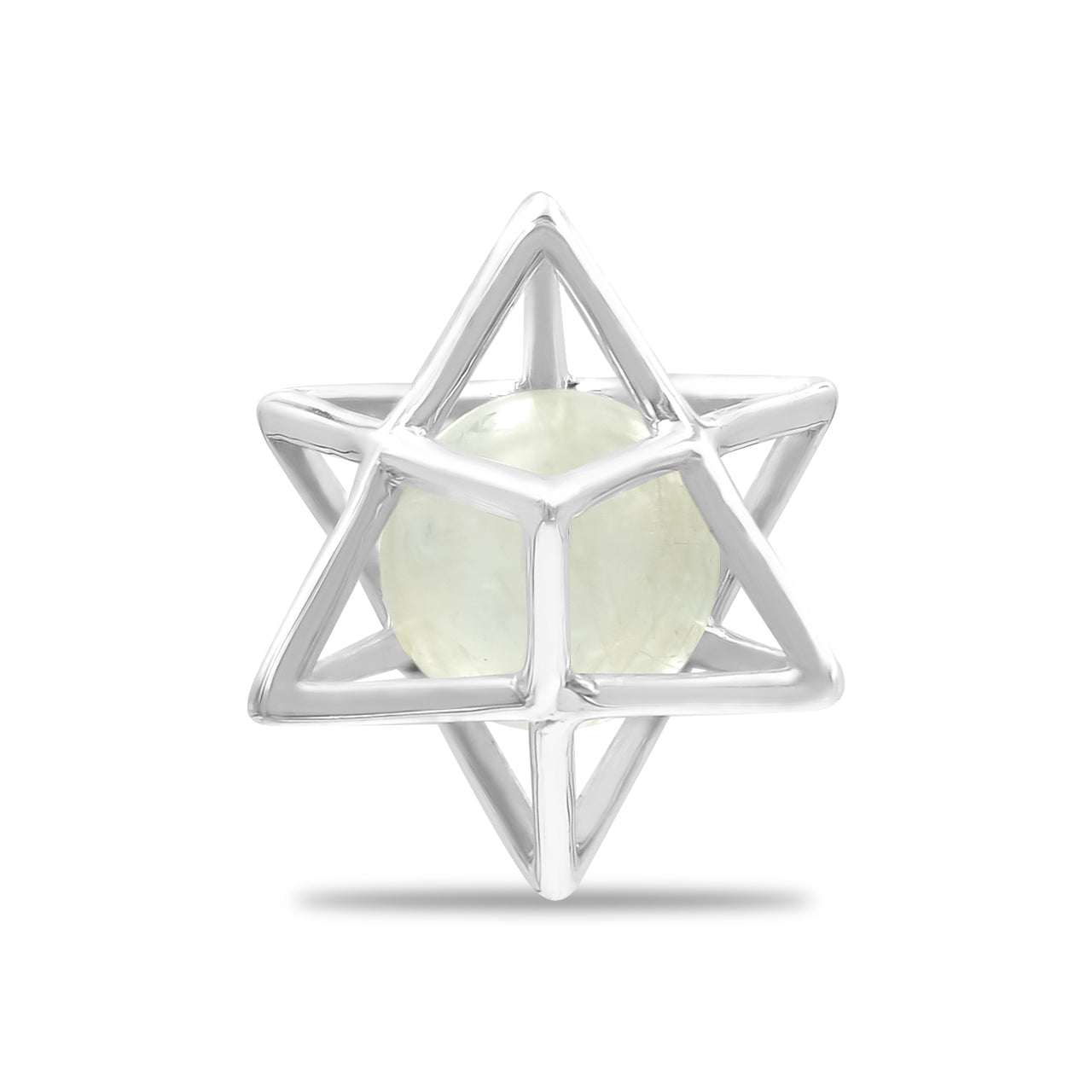 Starborn Merkabah Cage Gemstone Sphere with Sterling Silver Pendant and Chain