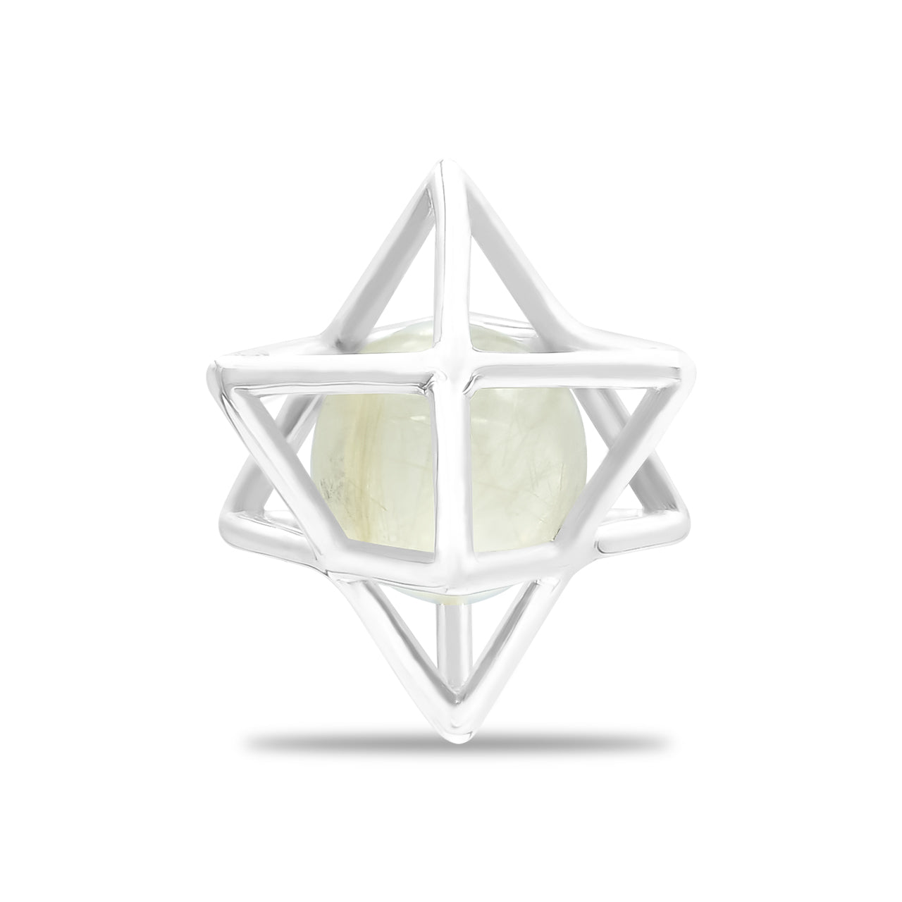 Starborn Merkabah Cage Gemstone Sphere with Sterling Silver Pendant and Chain