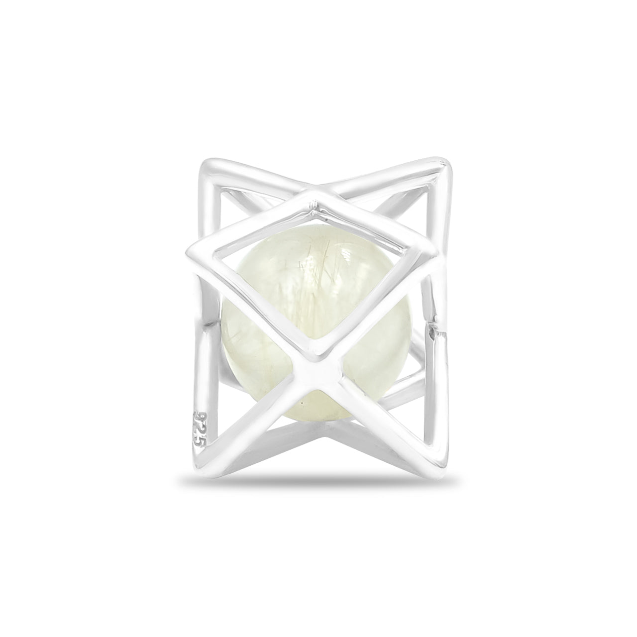 Starborn Merkabah Cage Gemstone Sphere with Sterling Silver Pendant and Chain