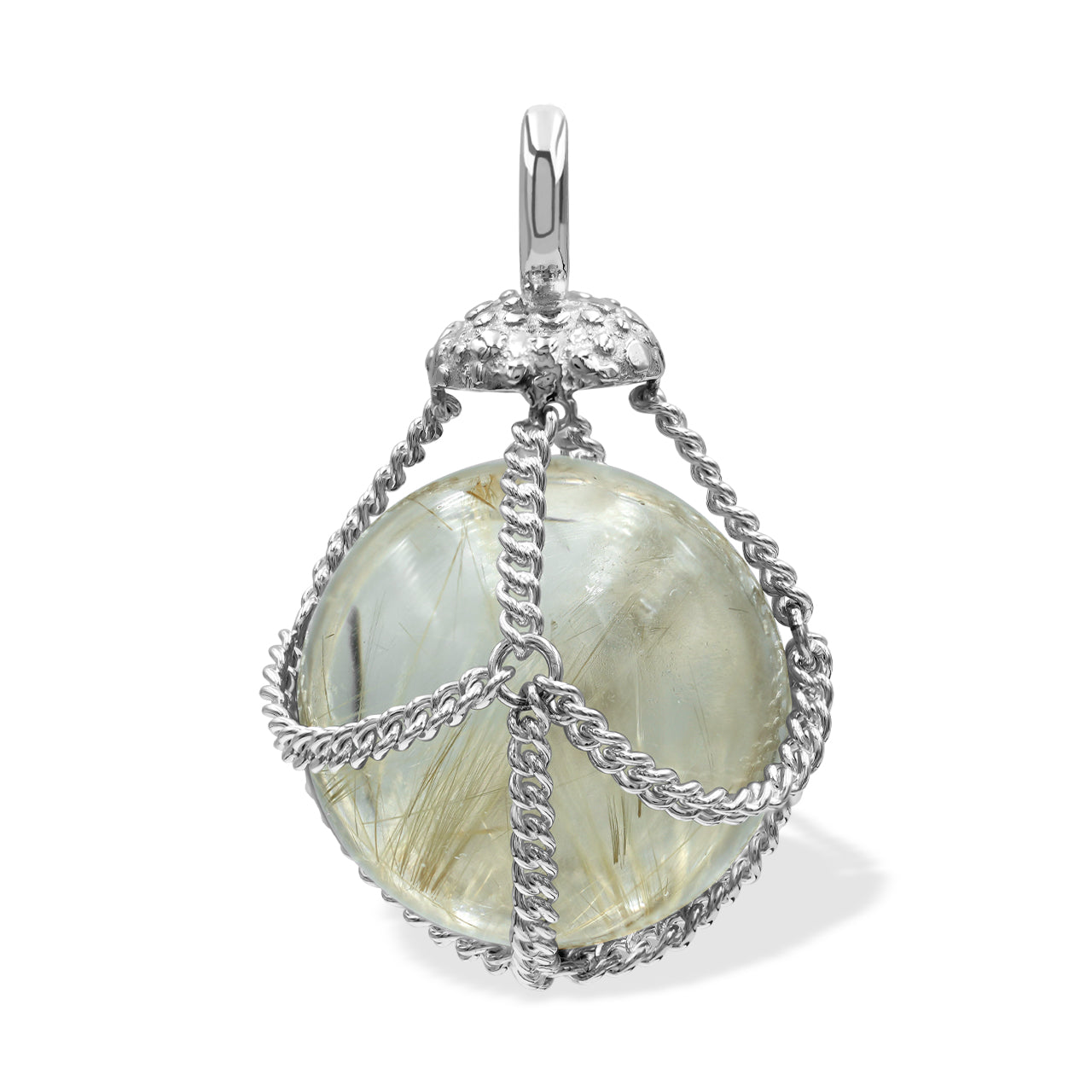 Starborn Sphere Gemstone in Basket Pendant in Sterling Silver