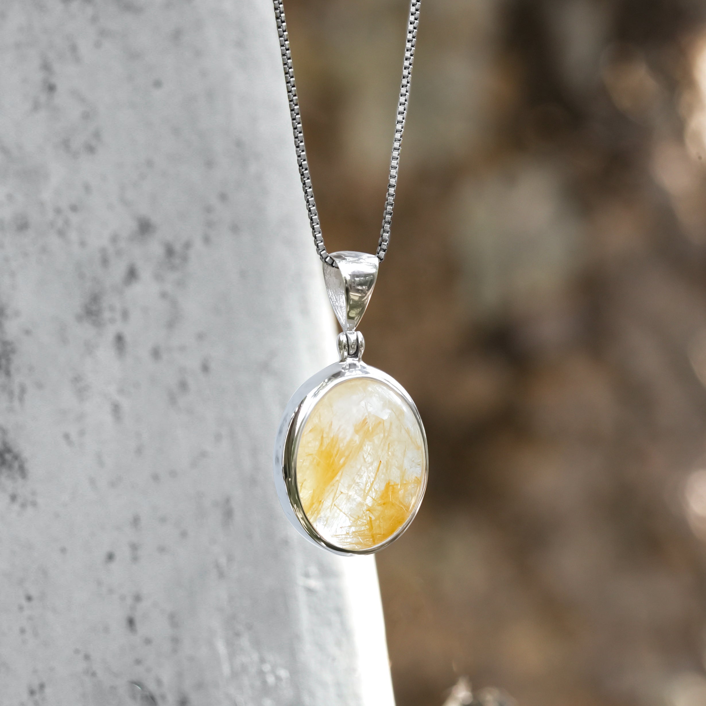 Ovaler Anhänger Starborn Rutilquarz aus Sterlingsilber