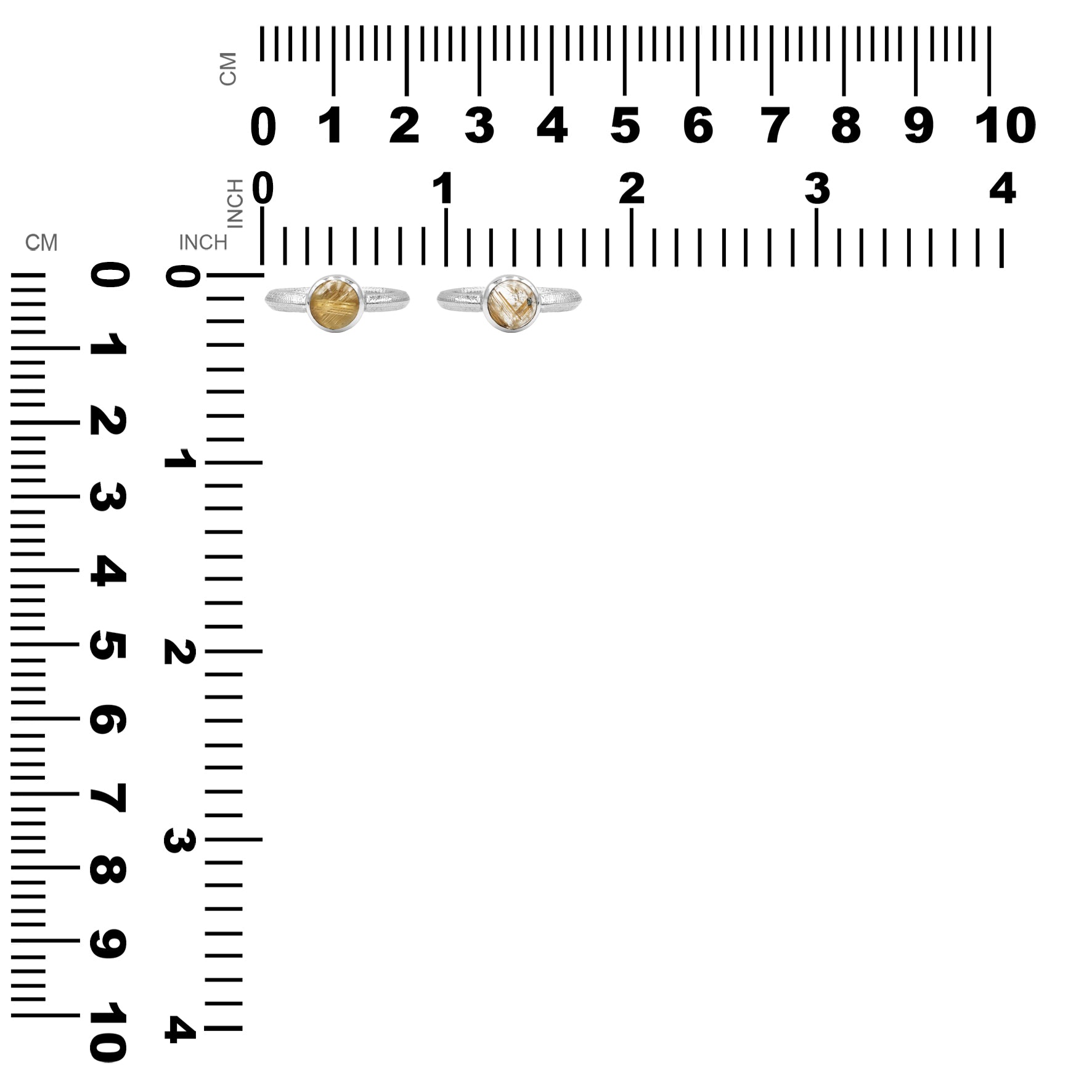 Starborn Ouroboros Ring with Round Rutilated Quartz in Sterling Silver