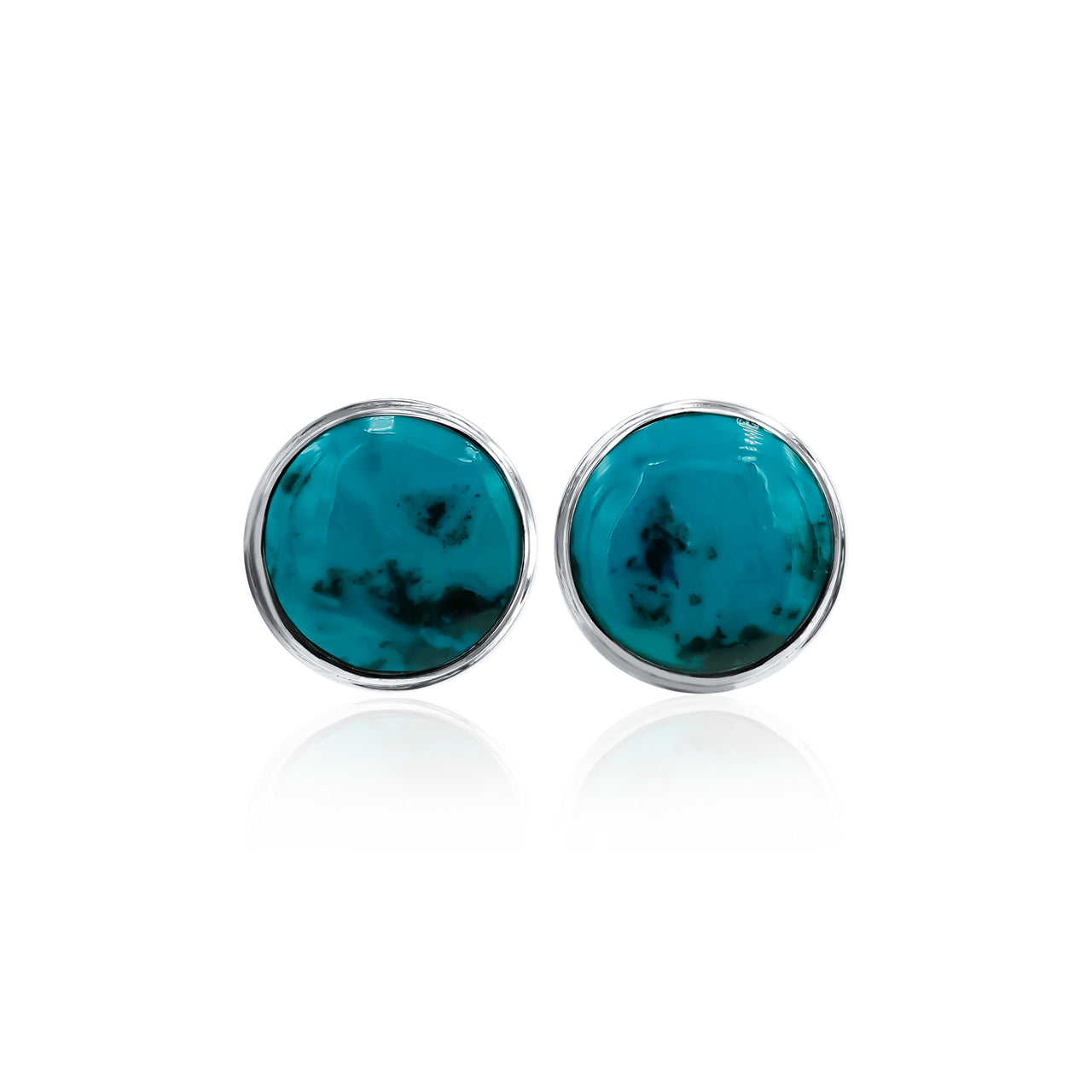 Aretes con forma de poste con engarce de bisel doble y redondos de piedras preciosas Starborn de 10 mm en plata de ley