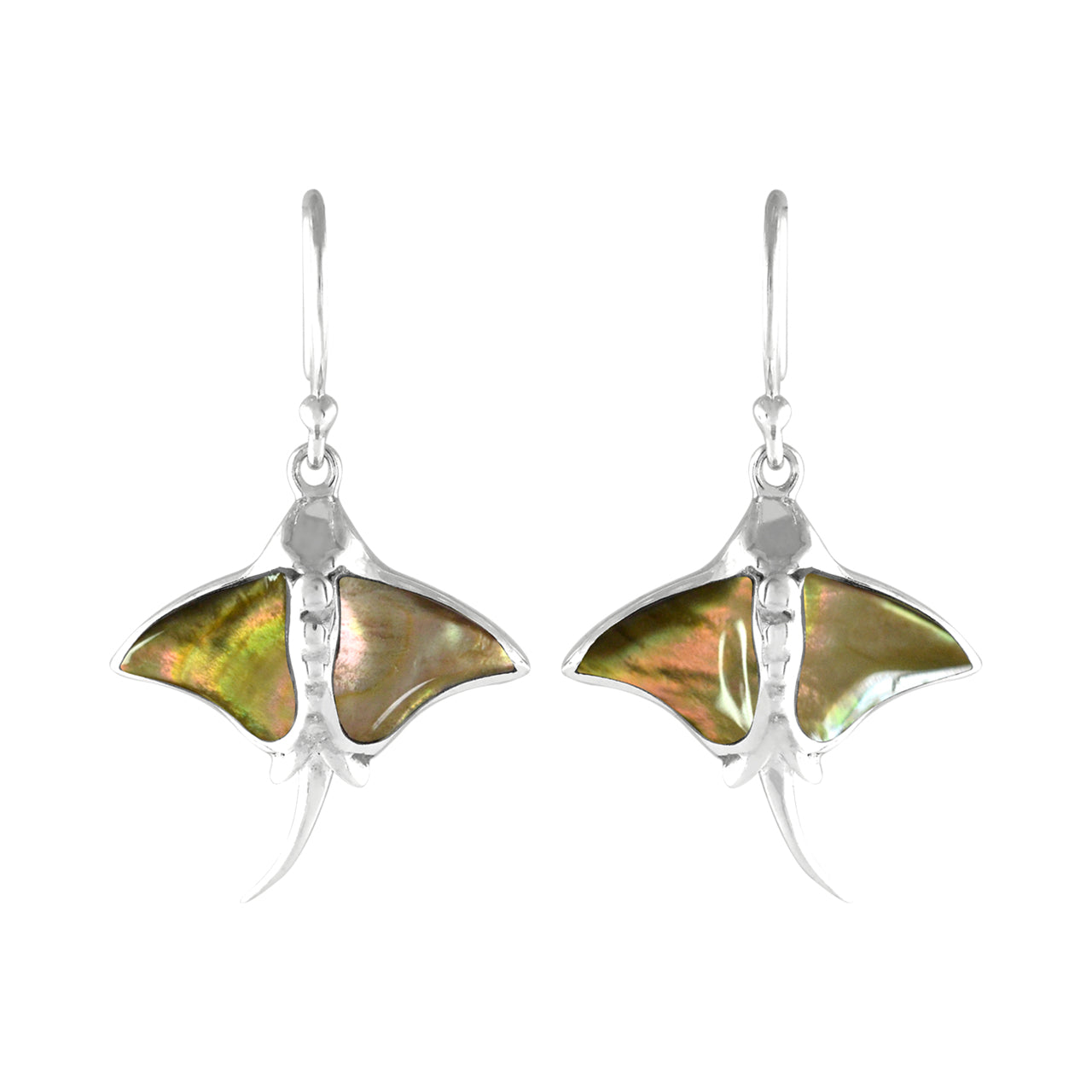 Pendientes de mantarraya con piedras preciosas de Starborn en plata de ley