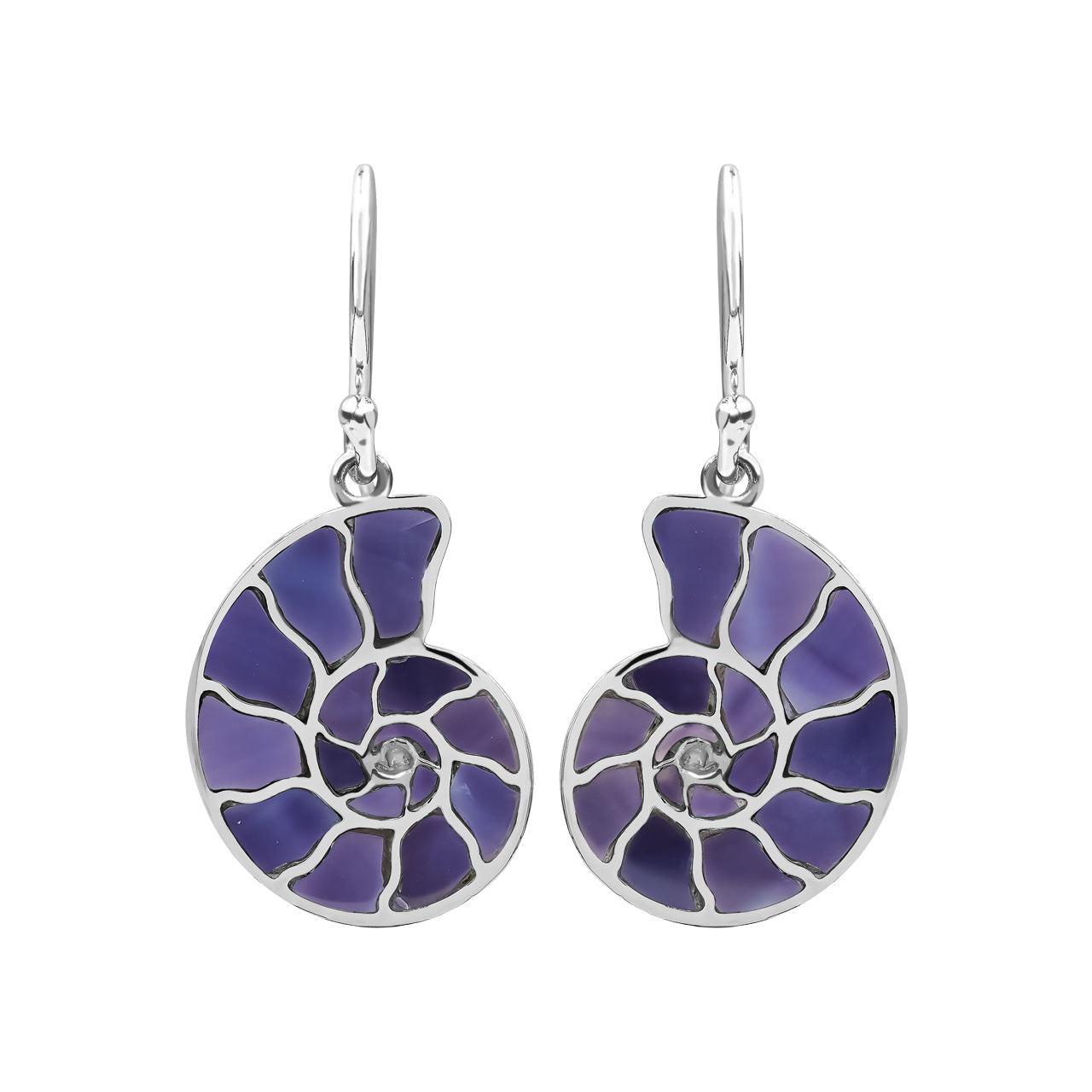 Starborn Ohrring aus Sterlingsilber mit Nautilus-Ammonit und Edelsteineinlage, klein