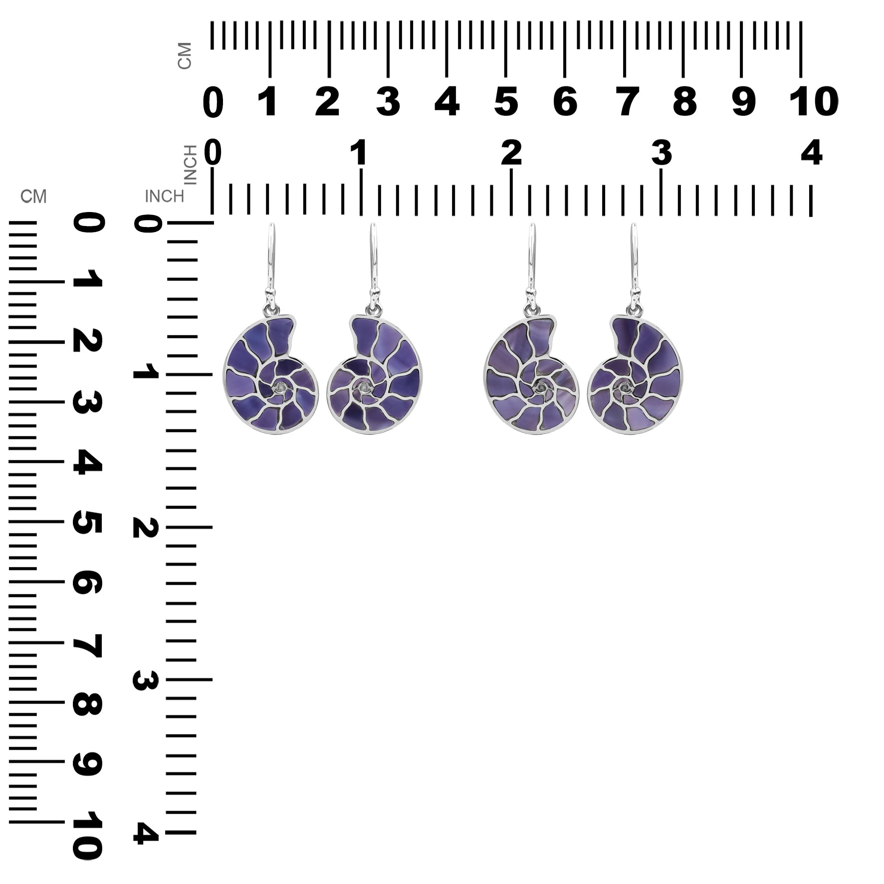 Starborn Ohrring aus Sterlingsilber mit Nautilus-Ammonit und Edelsteineinlage, klein