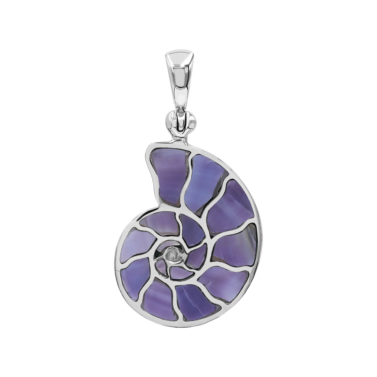 Colgante de amonita Nautilus con incrustaciones de piedras preciosas Starborn en plata de ley