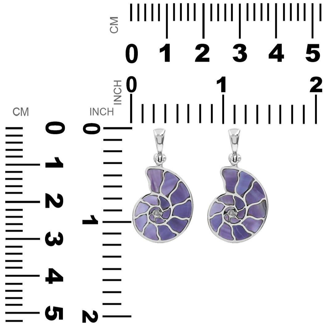 Starborn Gemstones Inlay Nautilus Ammonit Anhänger in Sterling Silber