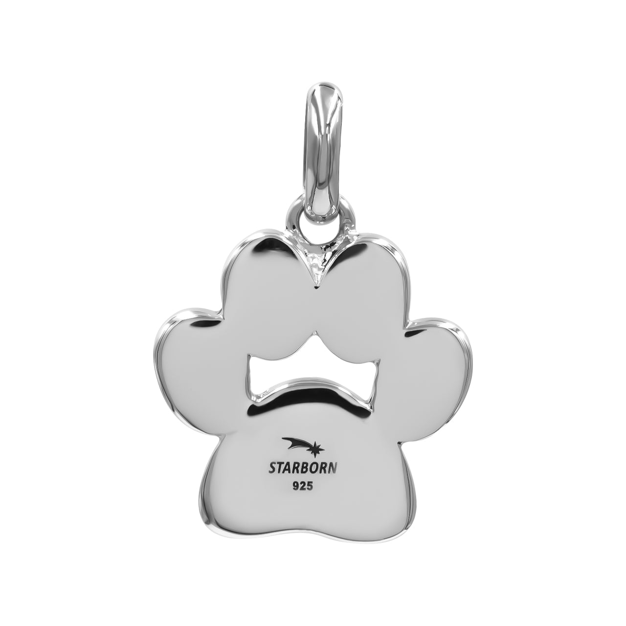 Starborn Gemstone Inlay Paw Print Pendant in Sterling Silver