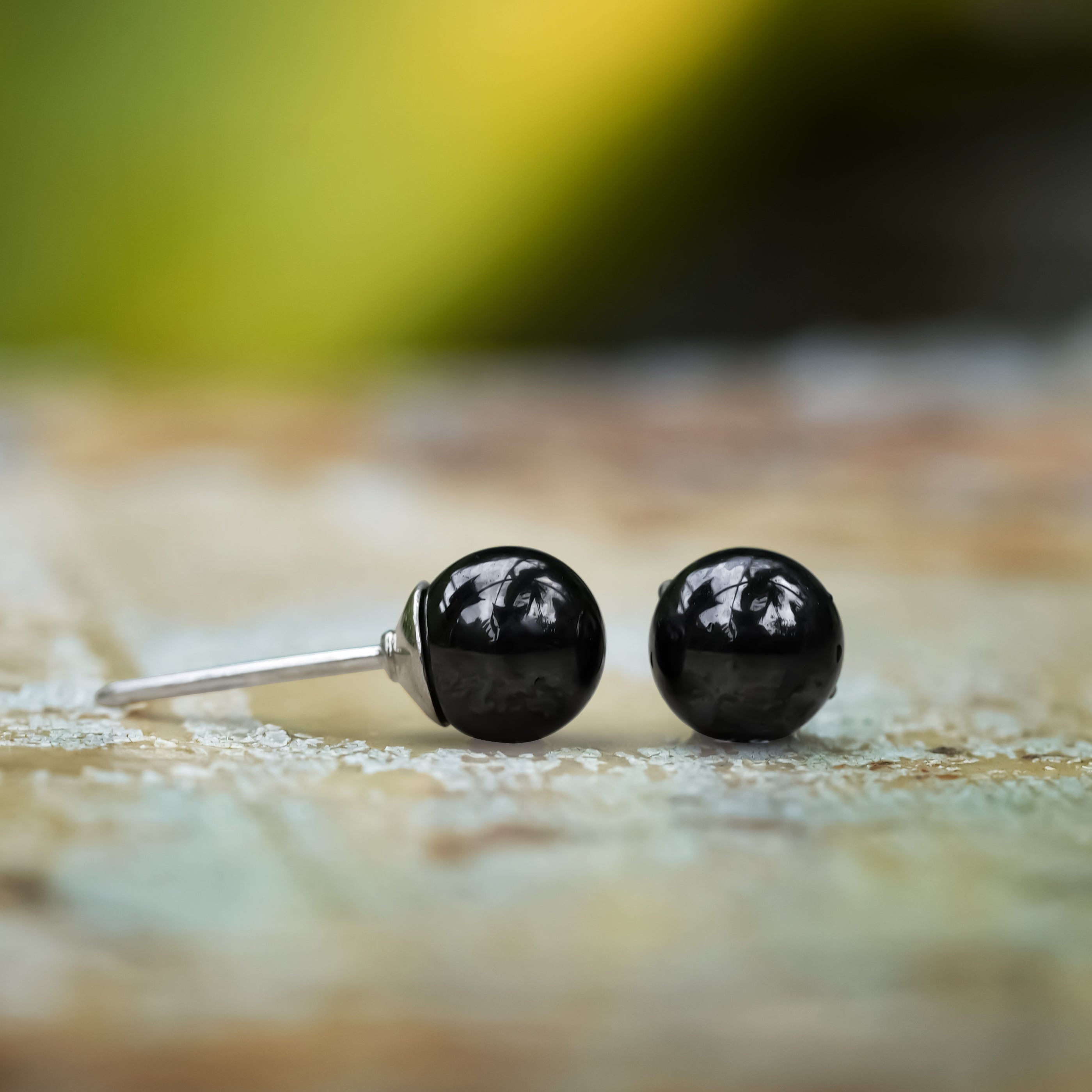Starborn Elite Shungite Sphere Post Earrings in Sterling Silver
