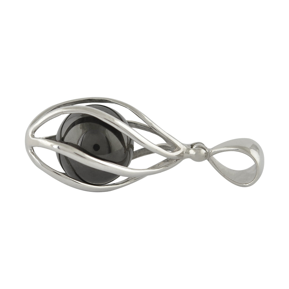 Starborn Elite Shungite Sphere Rounded Spiral Cage Pendant in Sterling Silver