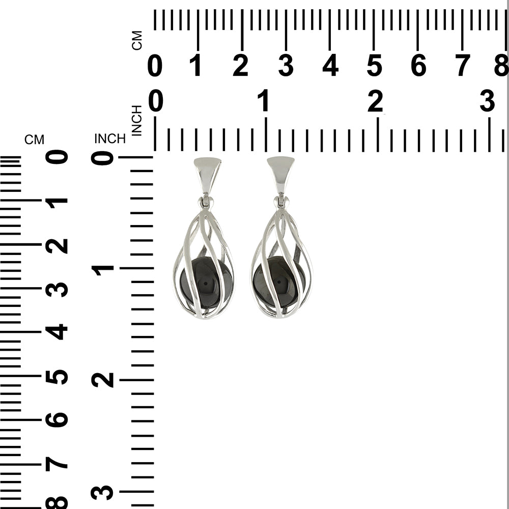 Starborn Elite Shungite Sphere Rounded Spiral Cage Pendant in Sterling Silver