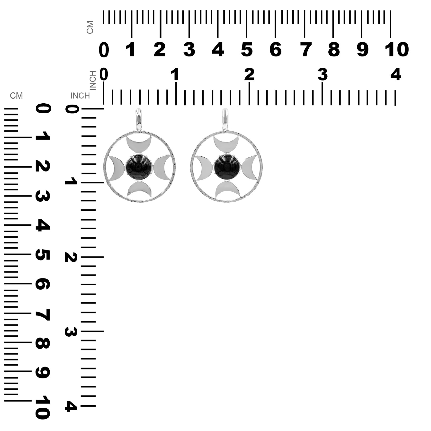 Starborn Shungite Sphere Directional Crescent Moon Pendant in Sterling Silver