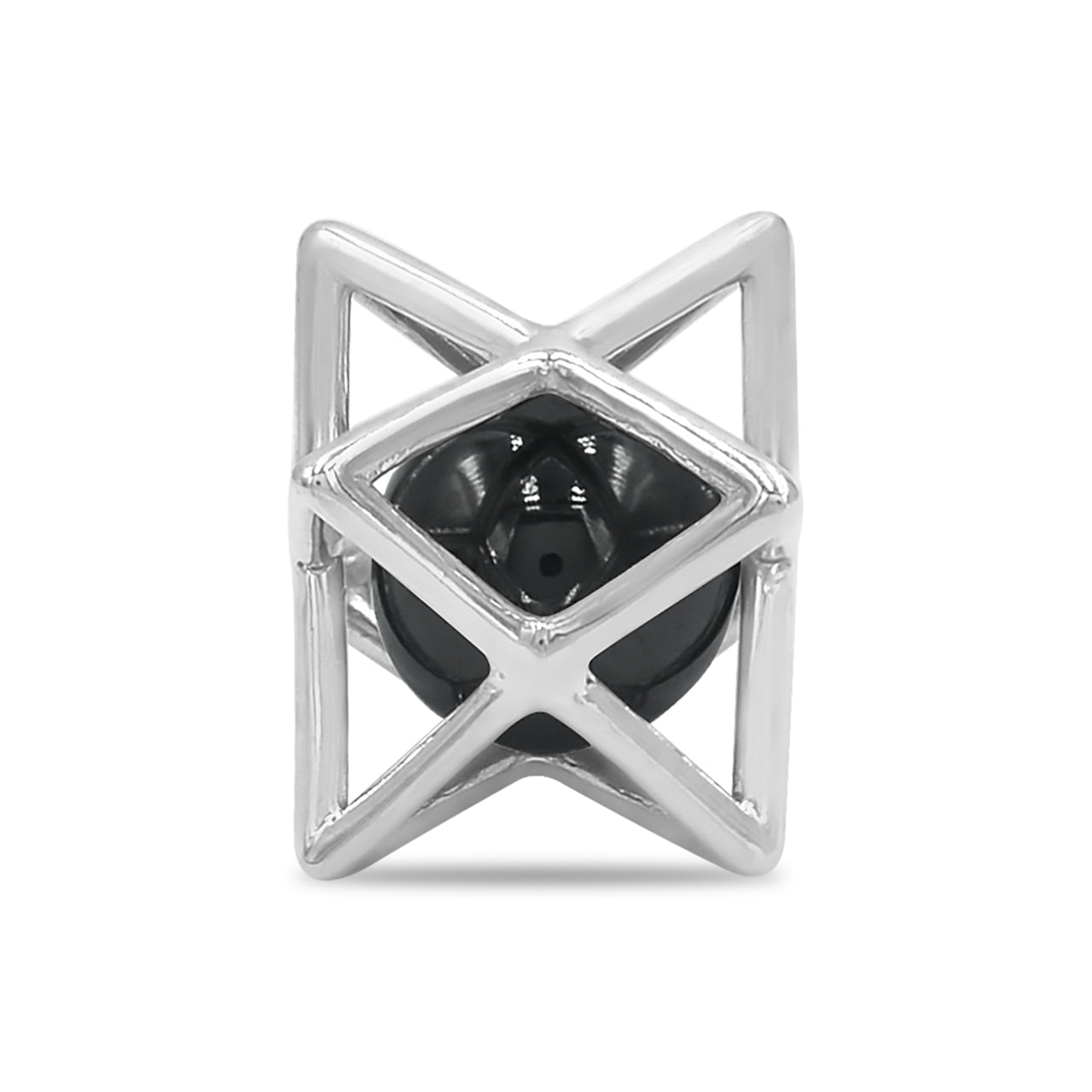 Starborn Merkabah Cage Gemstone Sphere with Sterling Silver Pendant and Chain