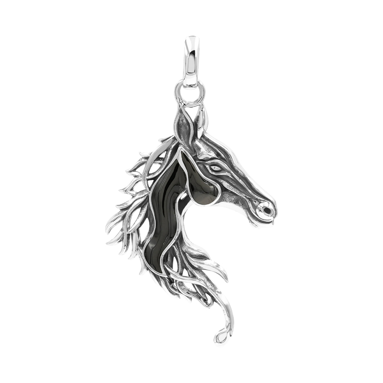 Starborn Elite Shungite Horse Head Pendant in Sterling Silver