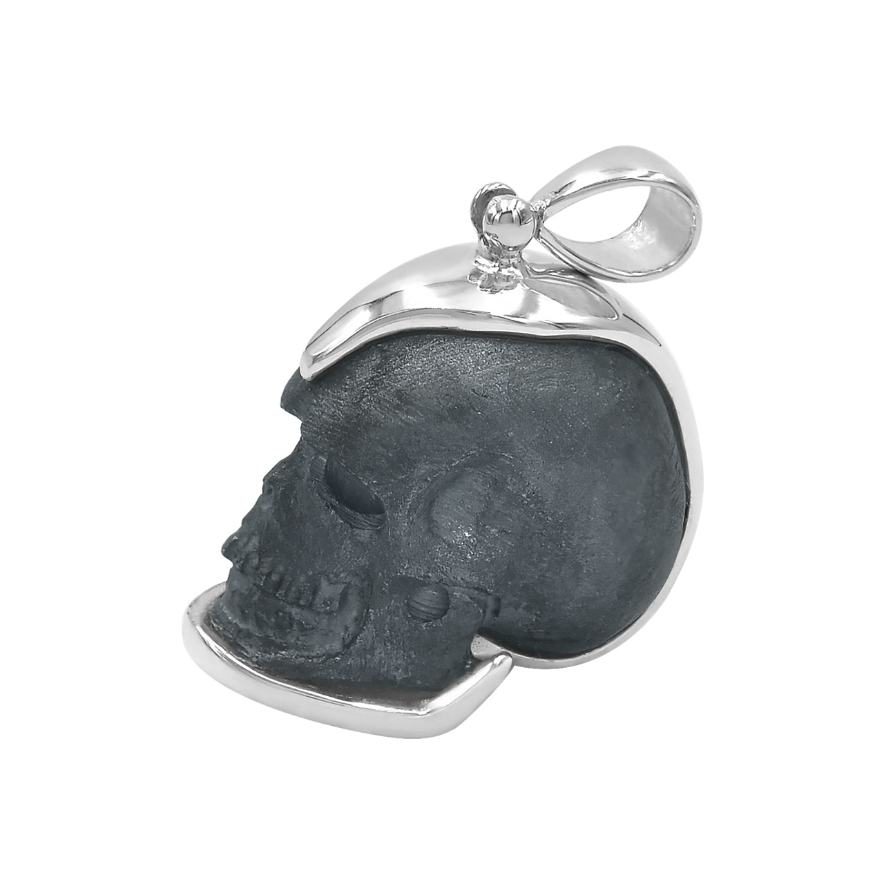 Starborn Handcarved Pure Elemental Silica Skull Pendant in Sterling Silver