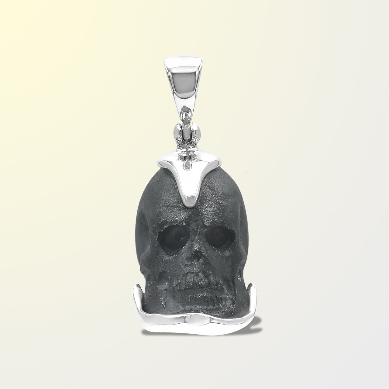 Starborn Handcarved Pure Elemental Silica Skull Pendant in Sterling Silver