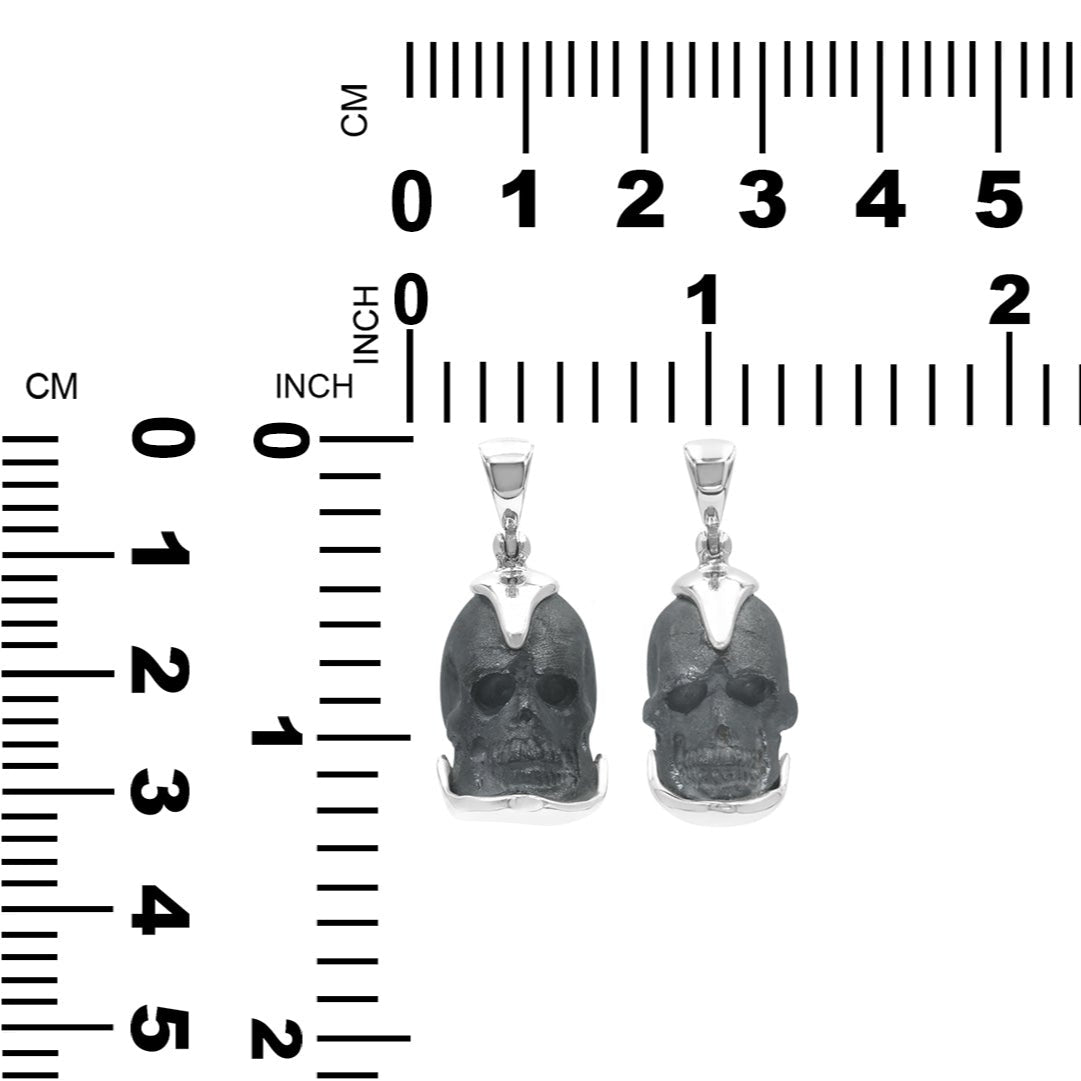 Starborn Handcarved Pure Elemental Silica Skull Pendant in Sterling Silver