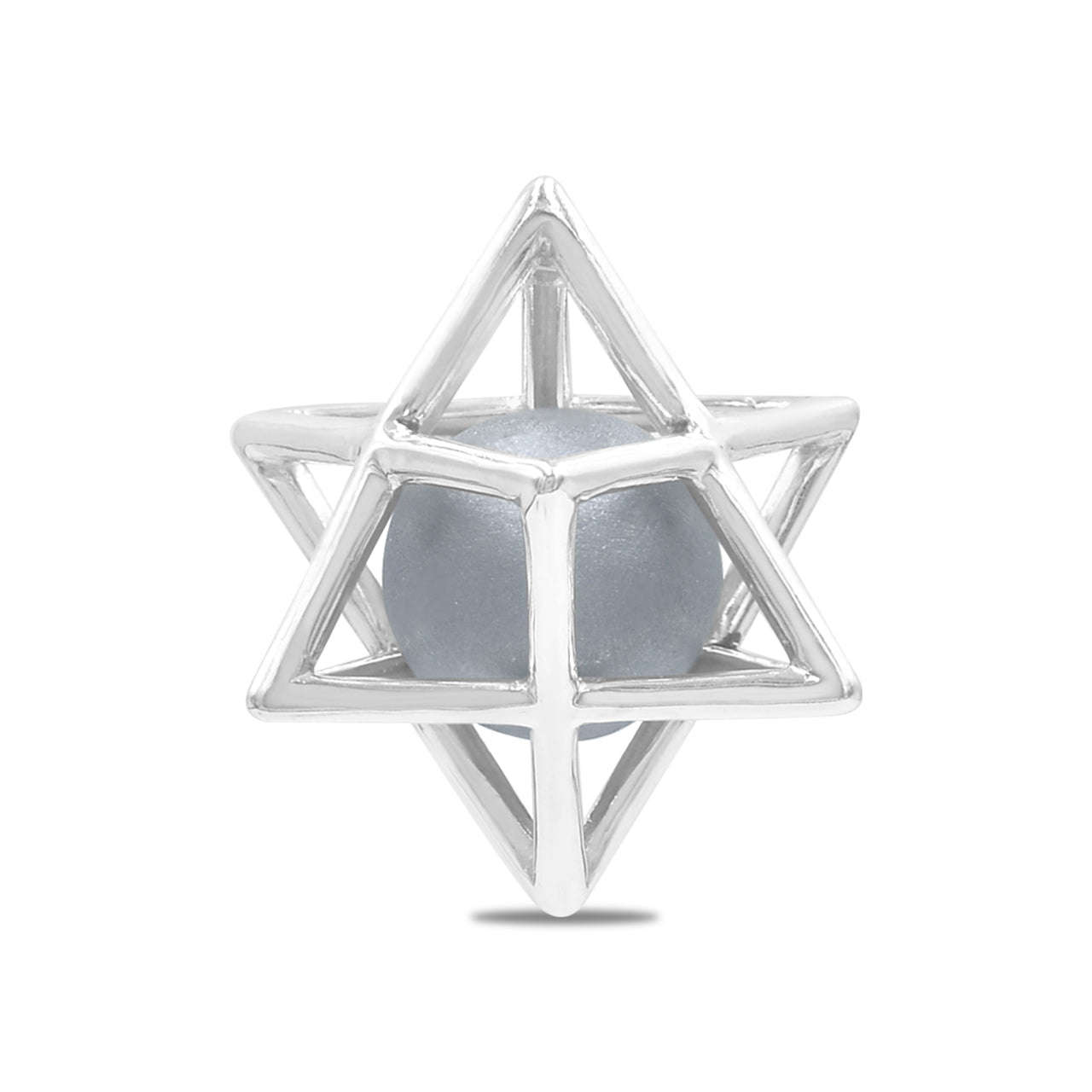 Starborn Merkabah Sterling Silver Cage Pendant and Chain with Gemstone Sphere