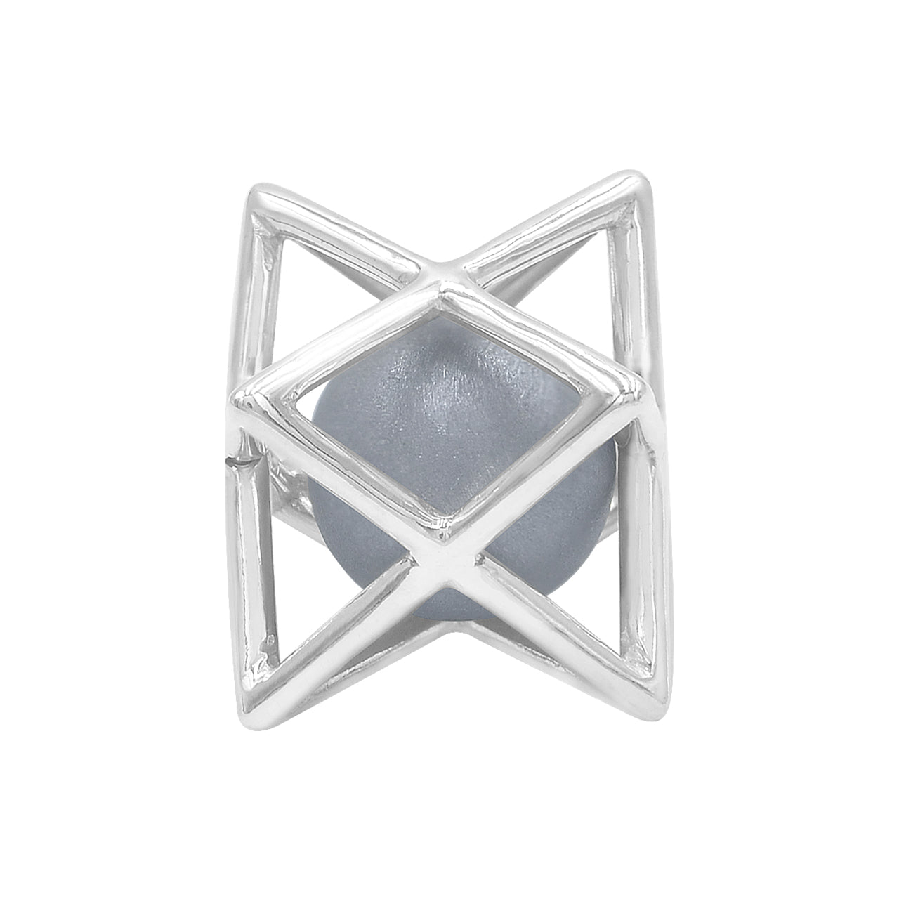Starborn Merkabah Sterling Silver Cage Pendant and Chain with Gemstone Sphere