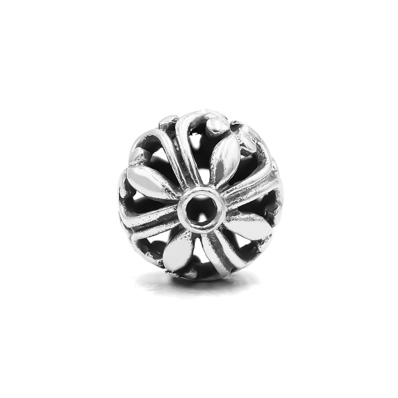 Cuentas redondas de plata de ley Starborn con estilo intrincado de Bali - 1 pieza