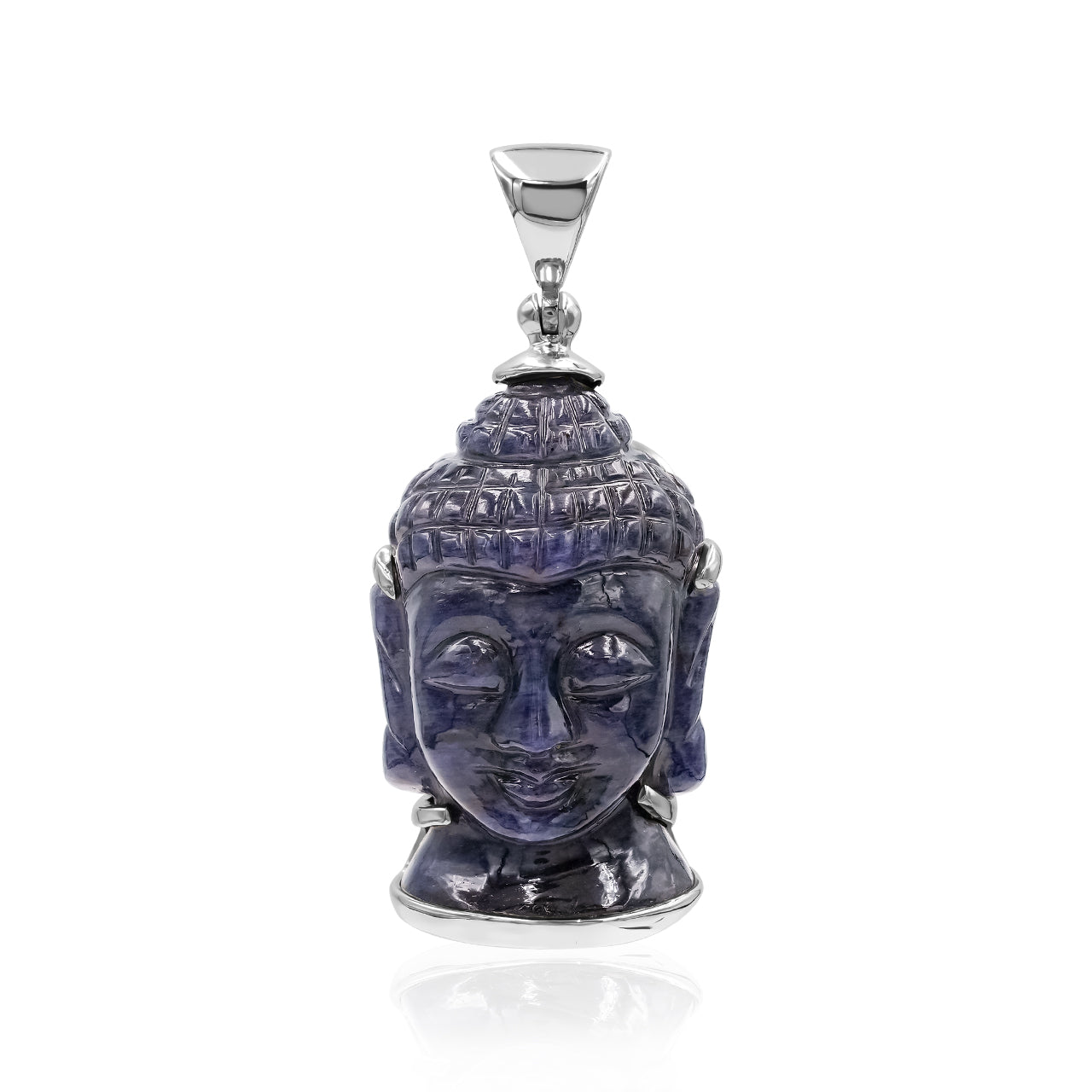 Starborn Carved Sodalite Buddha Head Pendant in Sterling Silver