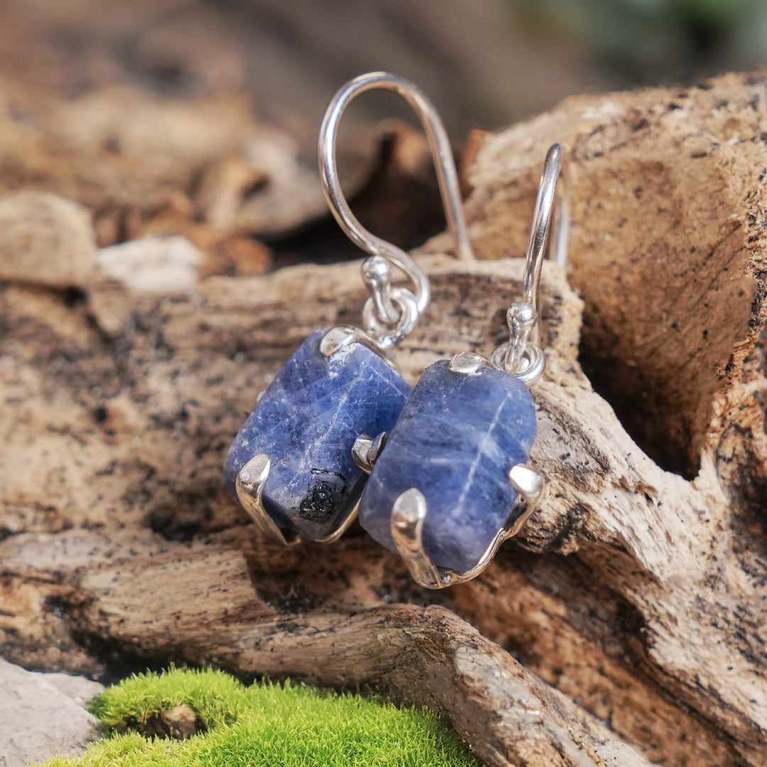 Aretes con puntas de cristal de zafiro Starborn en plata de ley