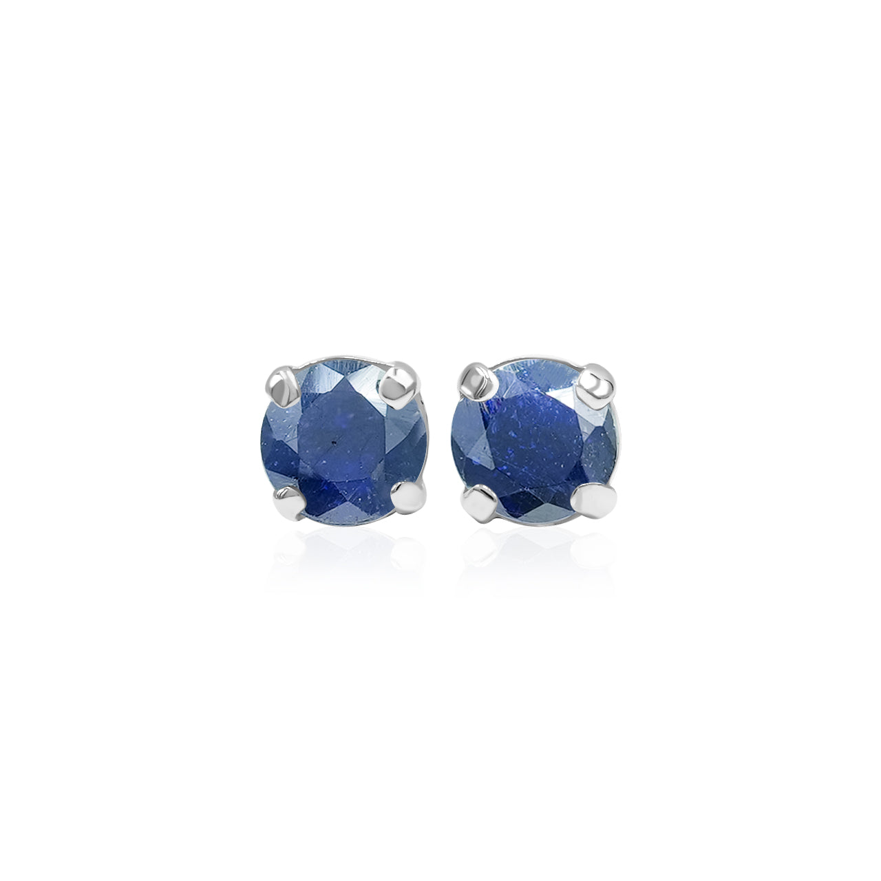 Starborn Sapphire Round Faceted 5mm Prongset Post Earrings in Sterling Silver