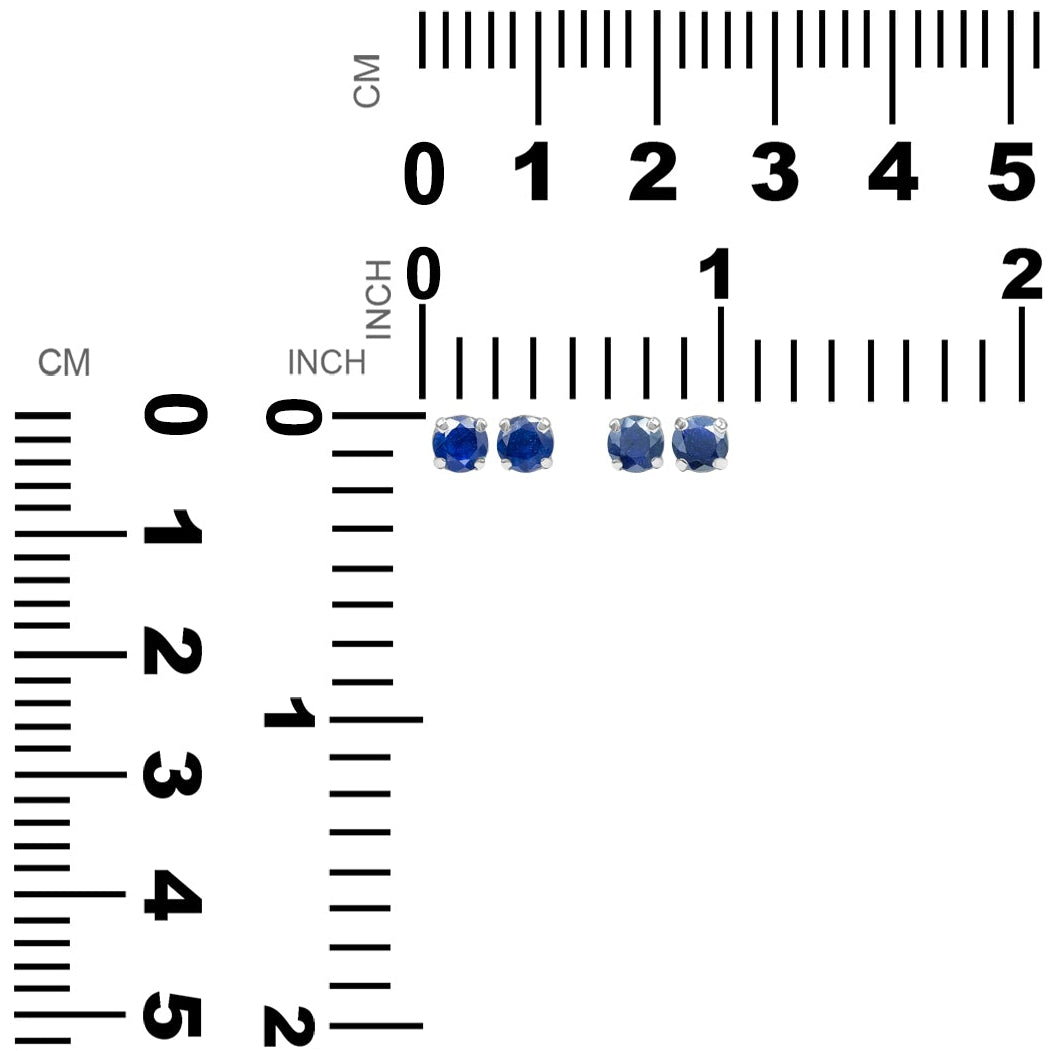 Starborn Sapphire Round Faceted 5mm Prongset Post Earrings in Sterling Silver