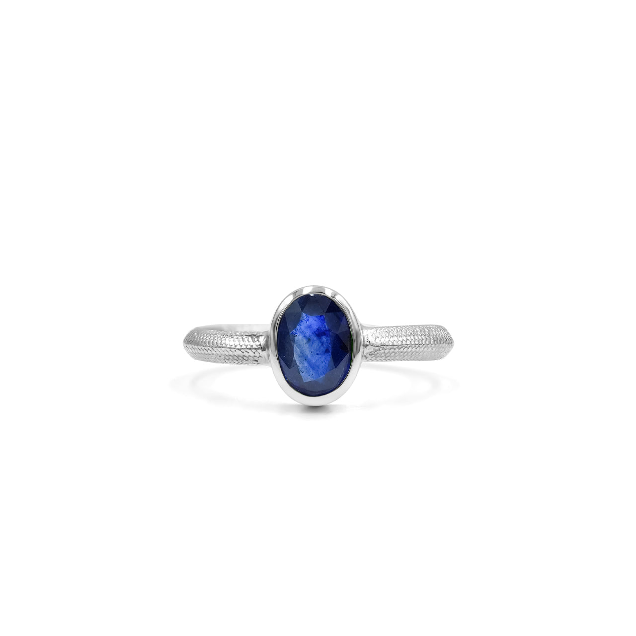 Starborn Ouroboros Ring with Oval Faceted Sapphire in Sterling Silver
